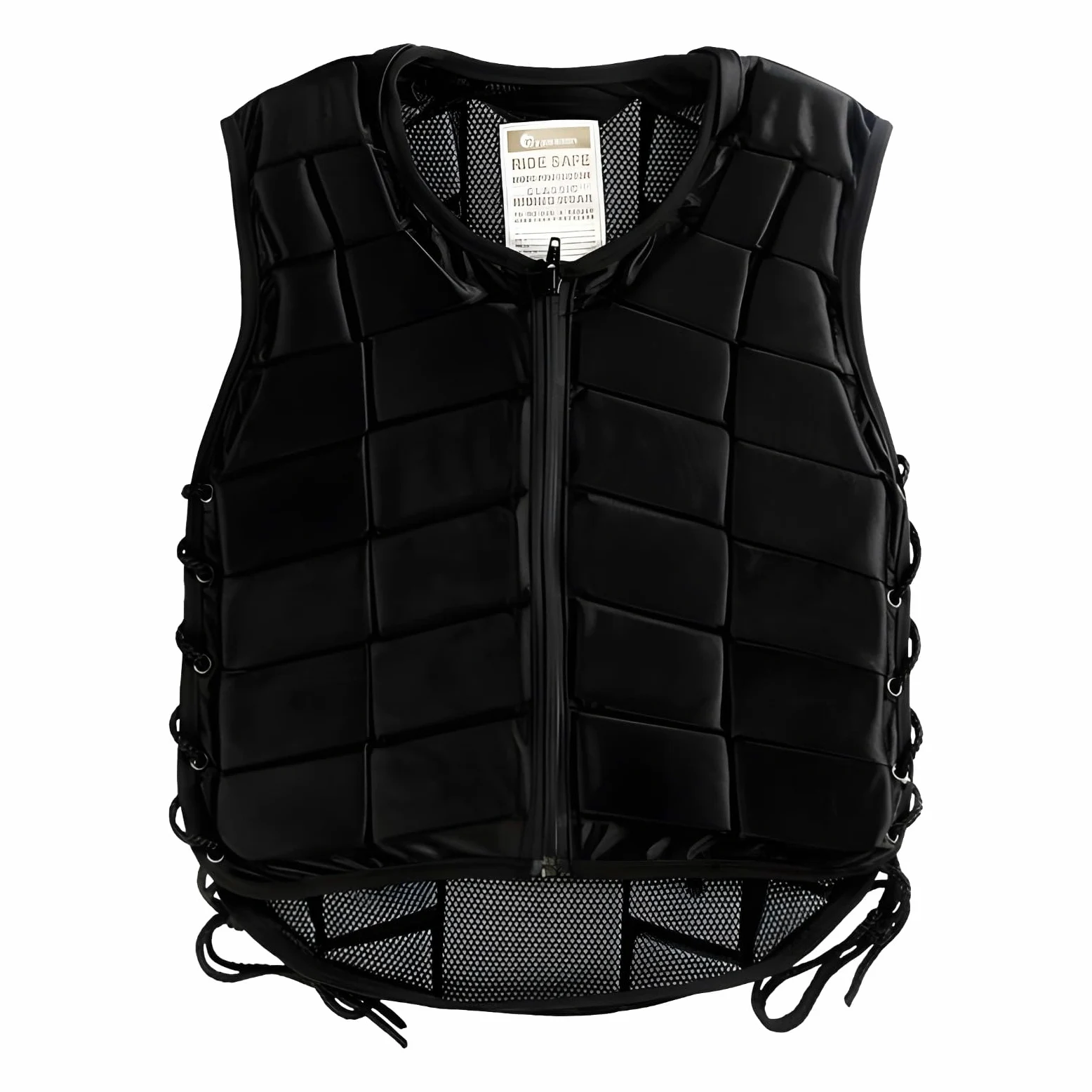 Chaleco de seguridad ecuestre para adultos, negro, talla M, acolchado de EVA profesional, chaleco protector de equitación, unisex, con cremallera