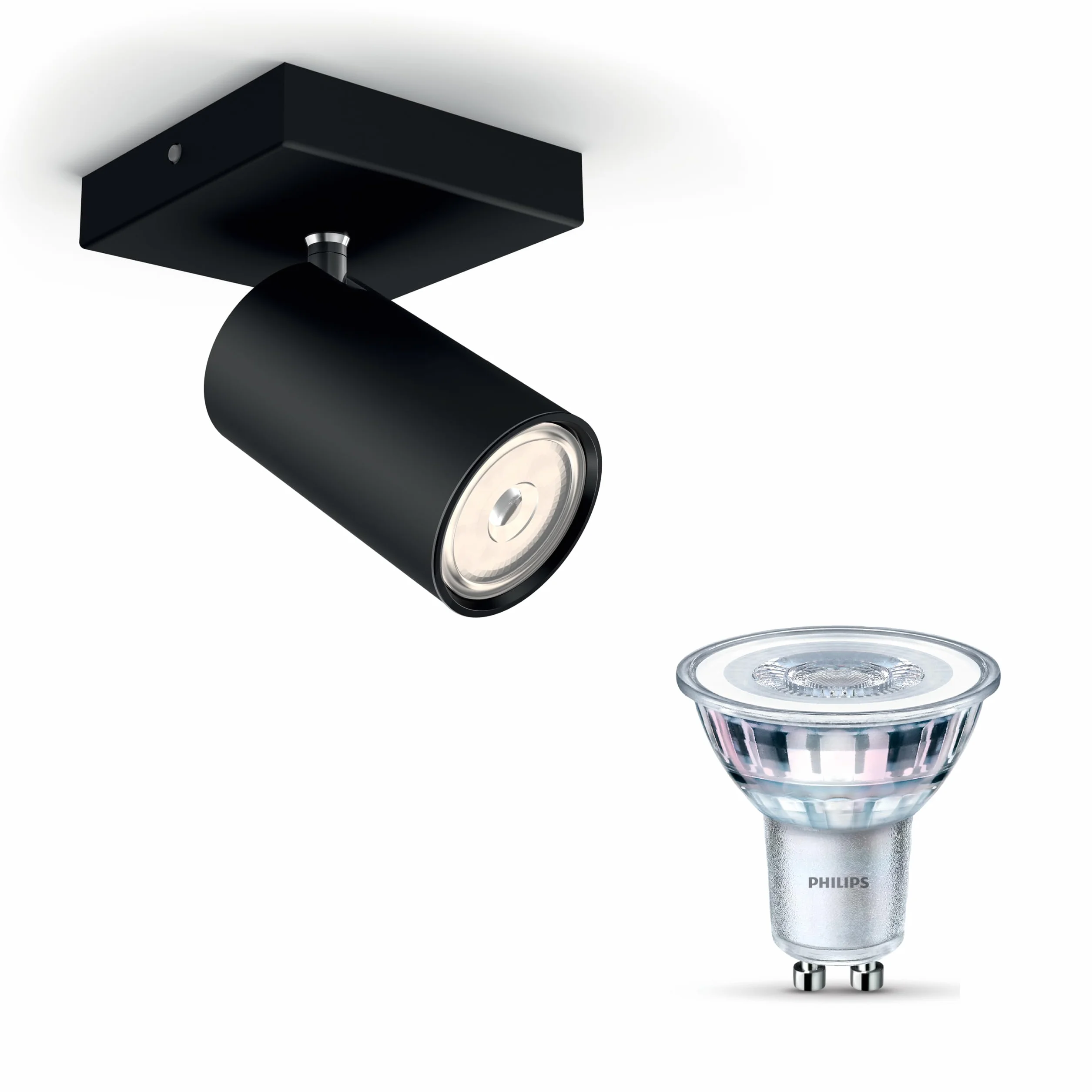 Philips Kosipo Lámpara de techo Negro Luz blanca cálida Aplique pared techo 1 foco GU10 No regulable