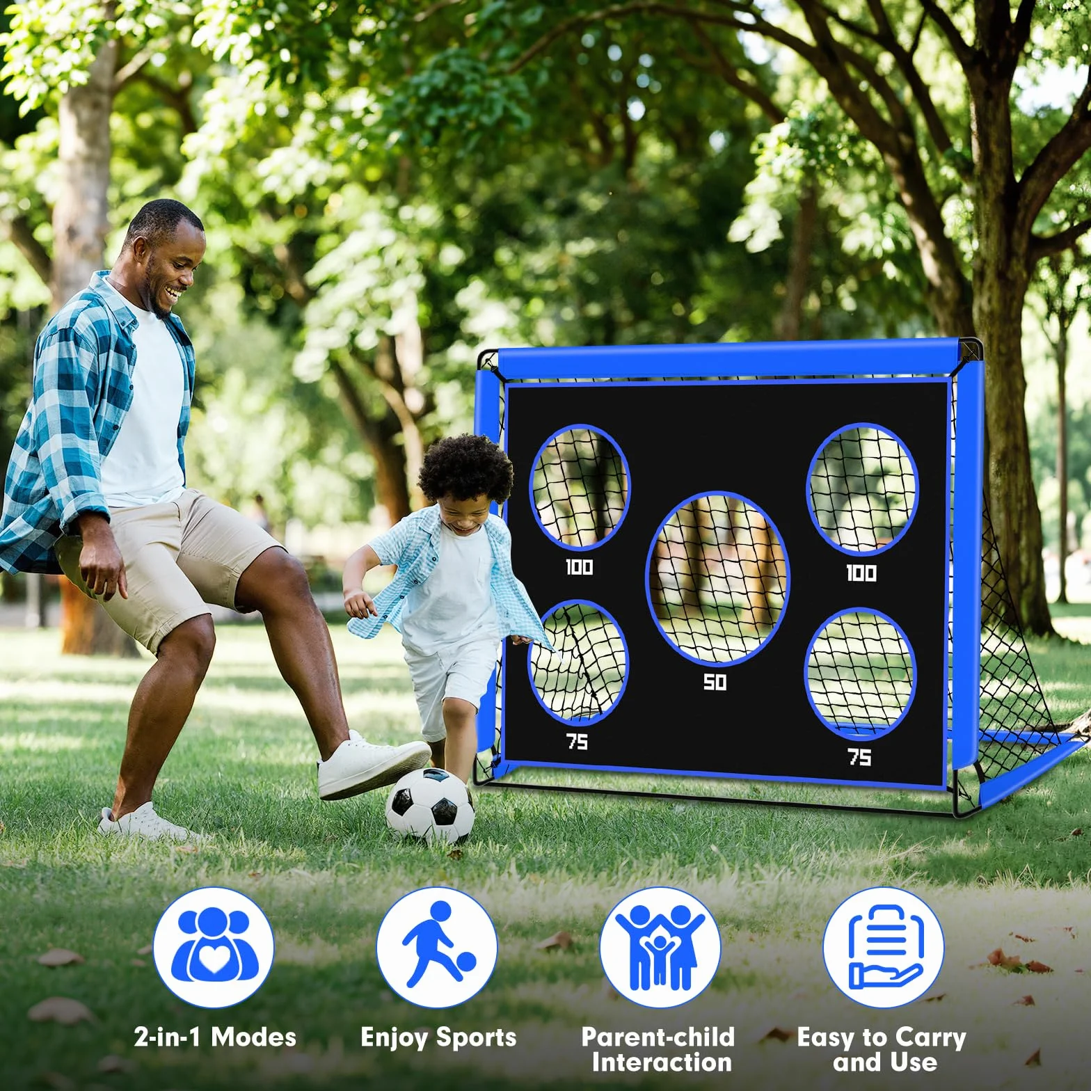Portería de Fútbol 2 en 1 Pop Up para Niños con Bolsa de Transporte, Entrenamiento de Fútbol Interior y Exterior