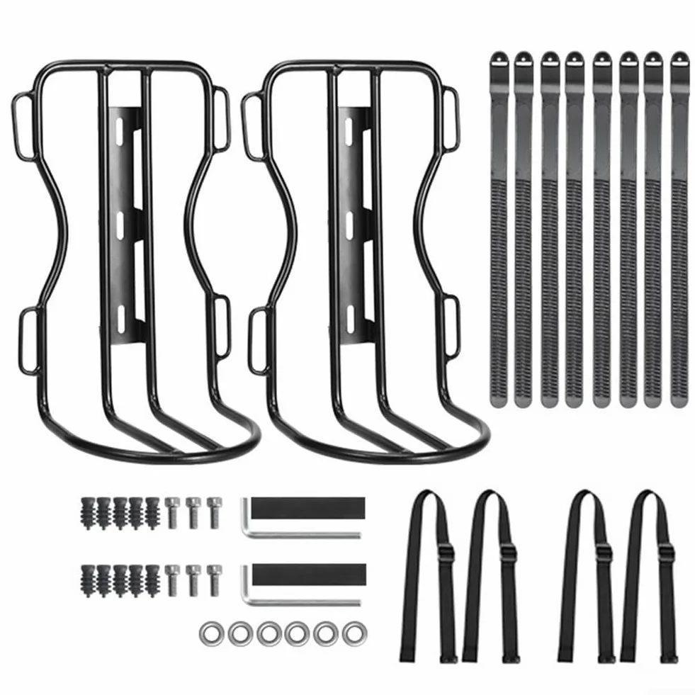 Bolsa de horquilla delantera para bicicleta con soporte de aleación de aluminio compatible con scooter, bicicleta de carretera, bicicleta eléctrica, volumen de 10 L (2 soportes + 2 bolsas)