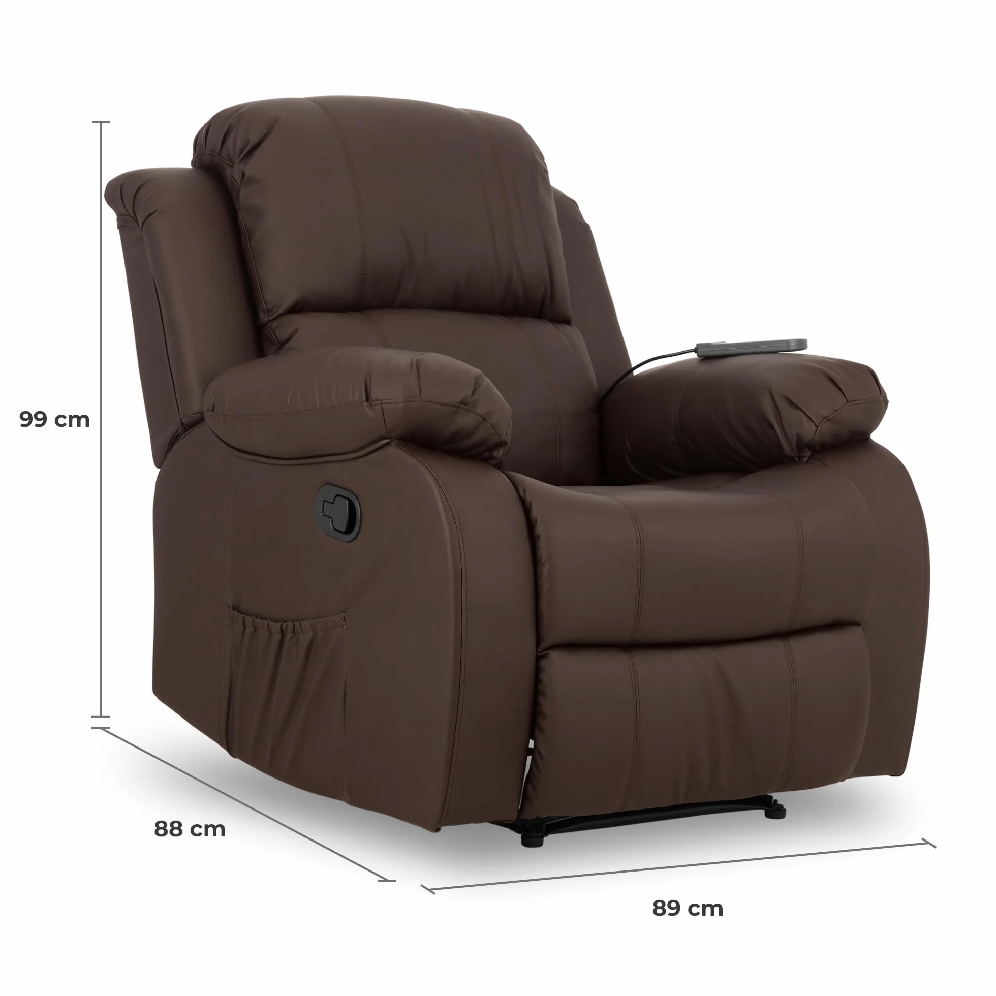 Don Descanso Sillón Masaje Relax Calor Trevi Choco Reclinable 160º 8 Motores Silenciosos Calor Lumbar Masaje 4 Zonas PU Anti-Cuarteo