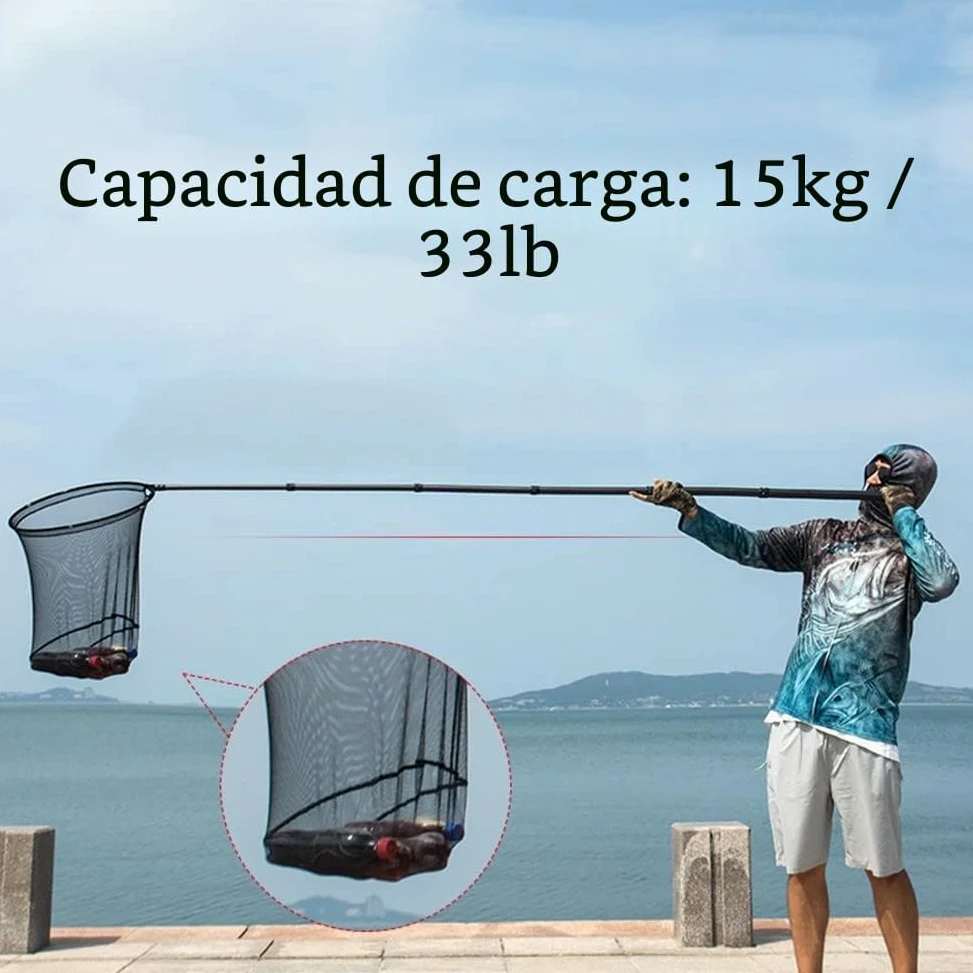 Caña telescópica, pescar de carbono, dinámica, ligera, estable, uso flexible, mango de red de pesca de carpa, accesorios- de pesca (2,7 m)