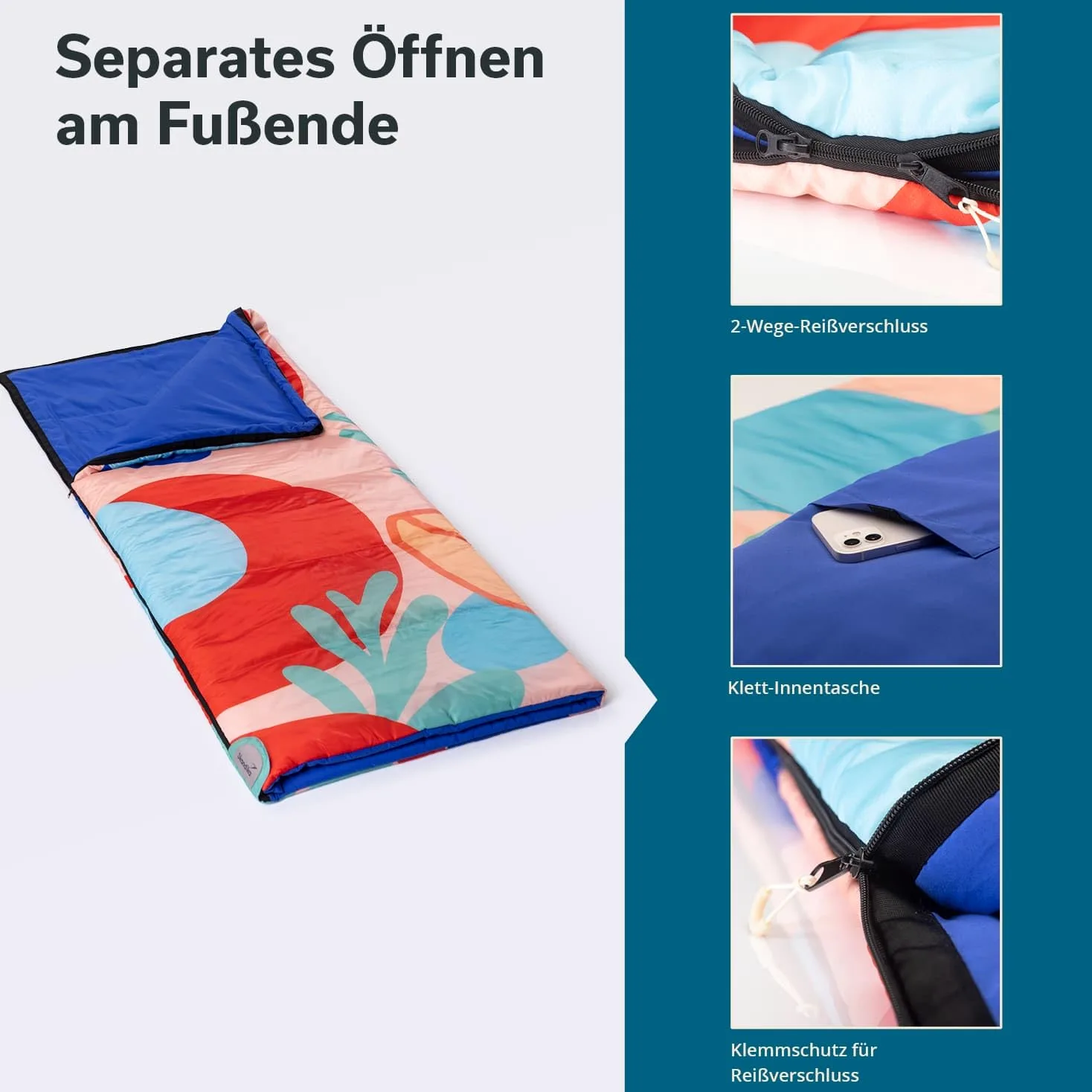 Skandika Saco de Dormir Sovro 190 | para Adultos, 3 Estaciones, se Puede Utilizar como Saco de Dormir Doble, Saco de Dormir de Camping con Almohada