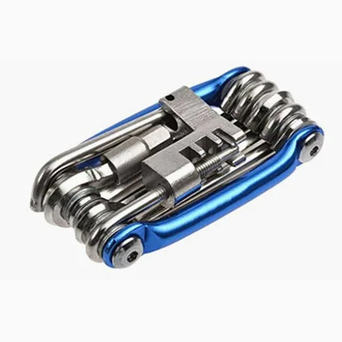 11 en 1 Kits de reparación de neumáticos de Bicicleta Plegable Herramienta Multiherramienta Llave de Bicicleta Destornillador Cortador de Cadena Herramientas de Ciclismo Conjunto de Accesorios (Color