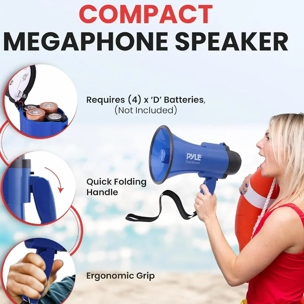 GK SOUND PMP31BL Megáfono Azul 30 Vatios 750 Metros Sirena Incorporada