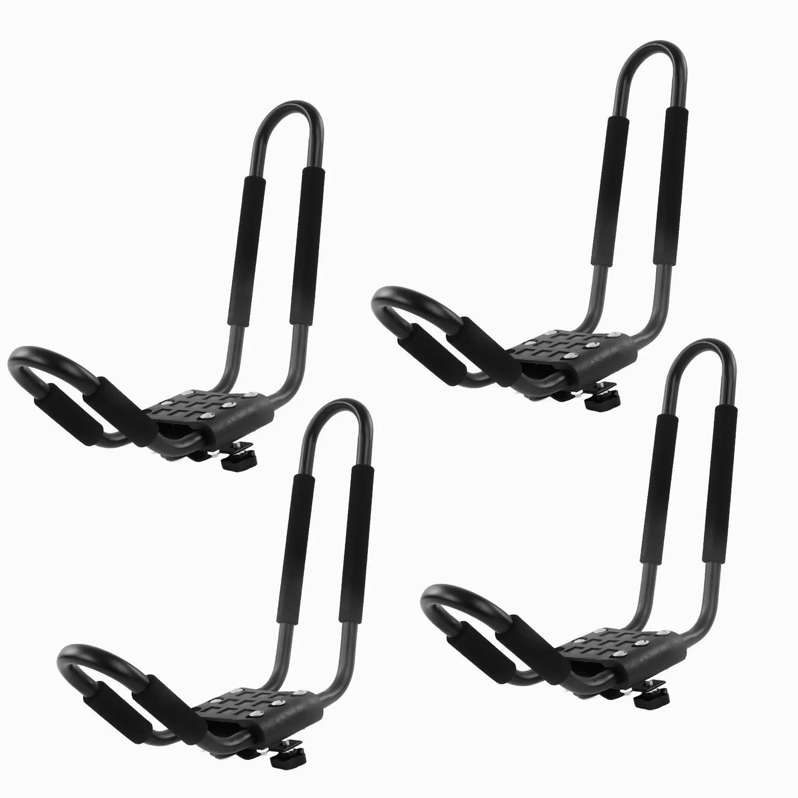 Haofy Soporte de Montaje Superior para Techo de Kayak, Soporte de Barra en J de Acero de Aleación Resistente para Canoa, Tabla de esquí, Transporte Superior, Capacidad de Carga de 68KG, 2 Pares