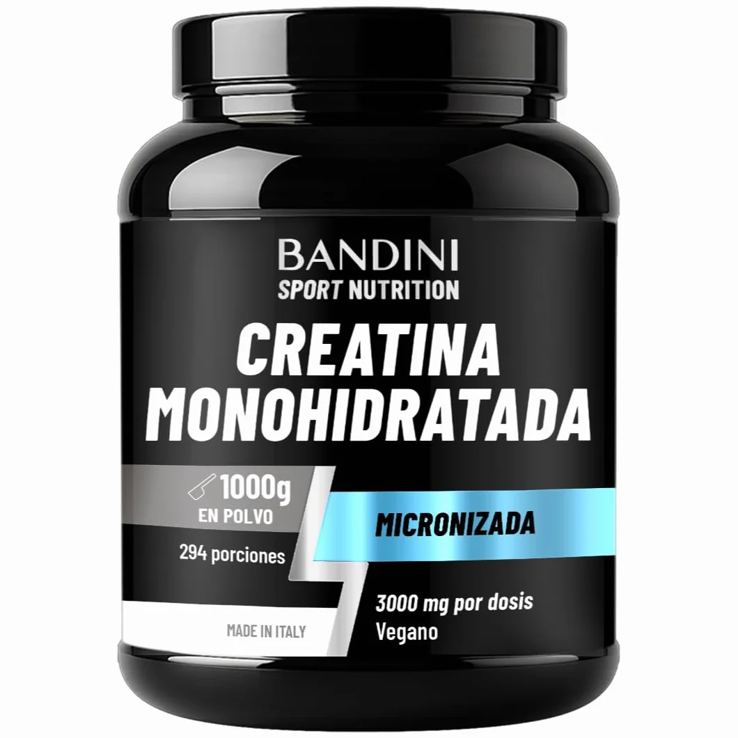 Bandini Creatina Monohidratada en Polvo 1kg Pura - Suplemento Deportivo sin Aditivos - 100% Vegano