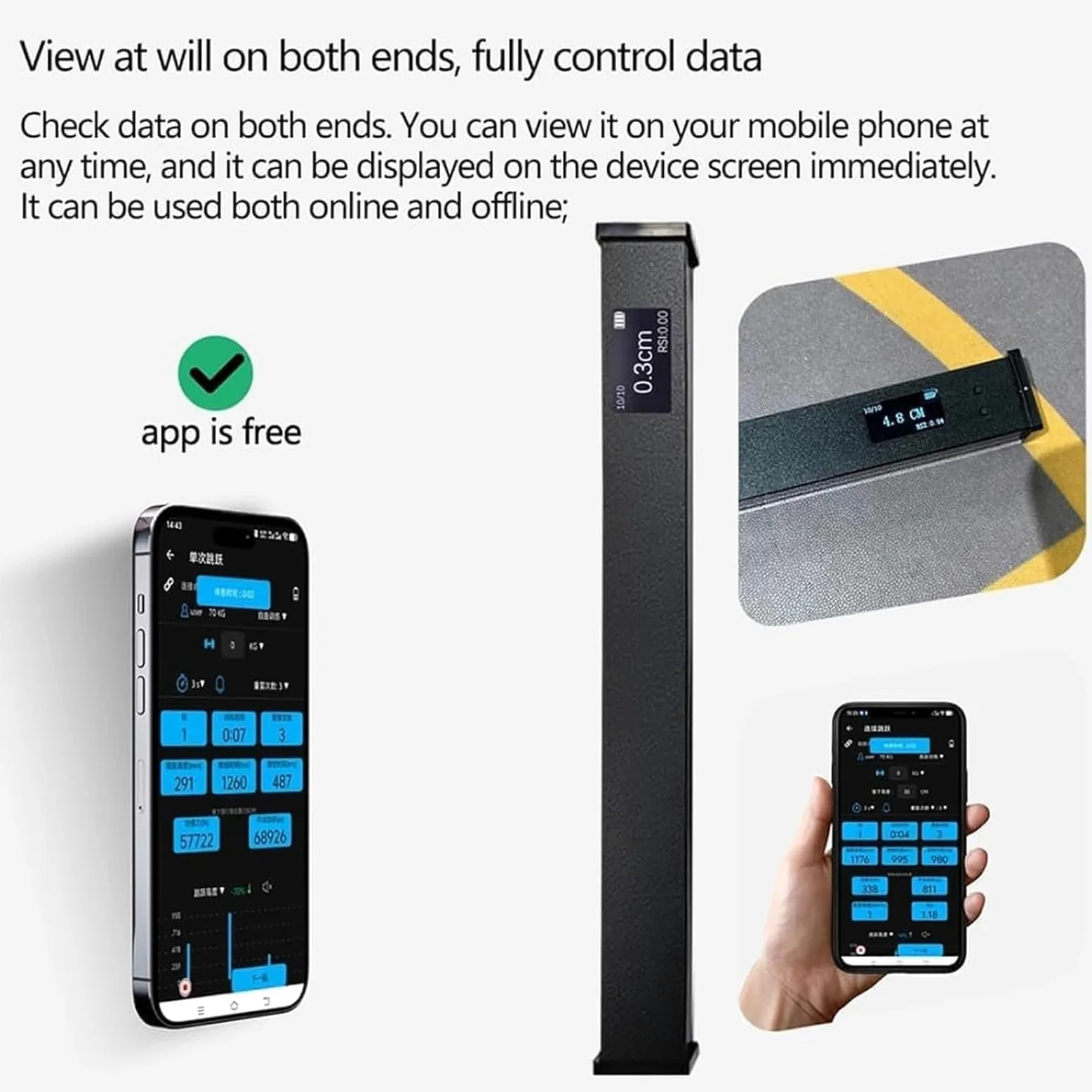 Dispositivo de medición de salto vertical, sensor de datos en tiempo real | Dispositivo salto medición tiempo contacto con el suelo Force RSI, probador manta luz de salto evaluación