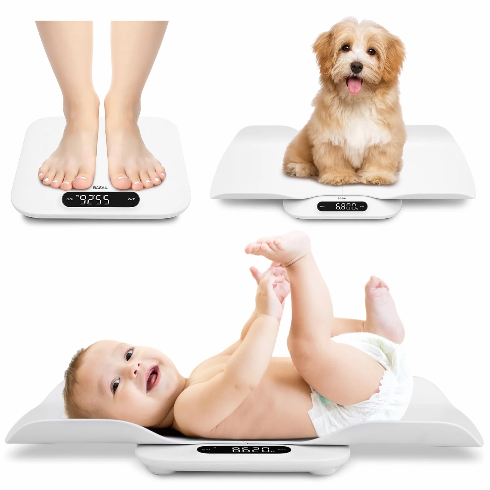 BAGAIL Báscula para bebés digital 180 kg dos en uno
