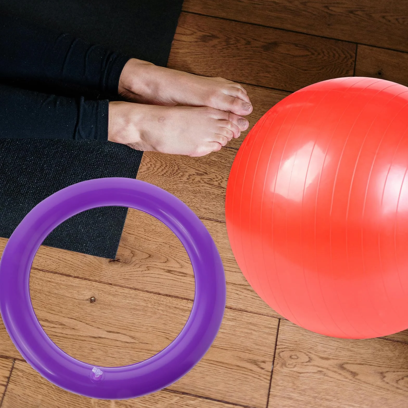 MAGICLULU Soporte Balón de Pilates Diseño de Anillo Fijador para Pelota de Yoga de PVC Púrpura, Base Redonda Estable y Fácil de Limpiar para Ejercicio y Entrenamiento