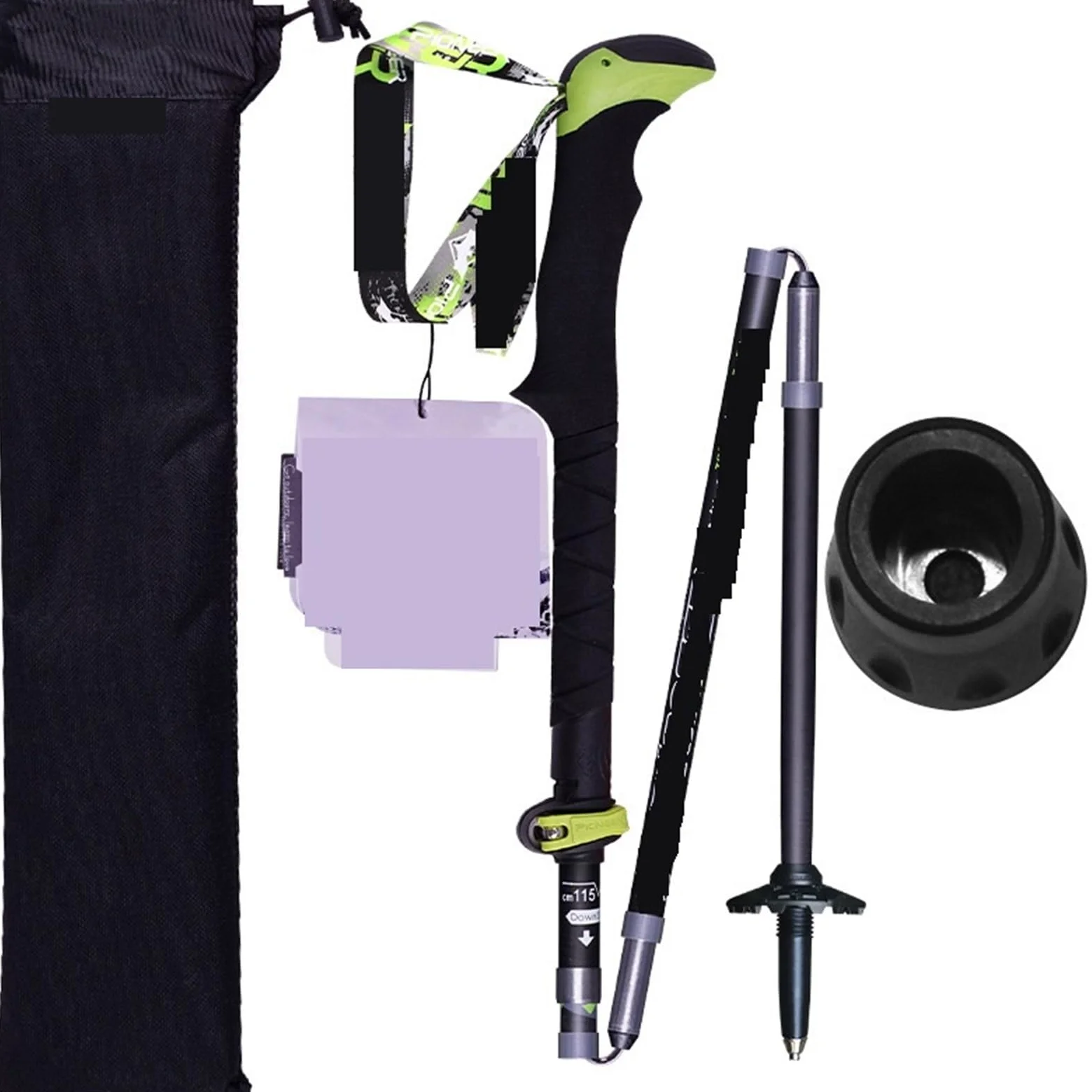 Bastón de Trekking Plegable, Ligero y de Cierre rápido, para Senderismo, Carreras, Exteriores, Fibra de Carbono, 115-135 cm