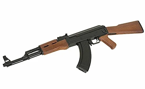Fusil eléctrico de Airsoft AK47 CM.522 de Cyma, Negro y Madera, Gearbox metálico, Batería incluida, Cargador 500 Bolas 6 mm Incluido. Disparo Semi y automático. Potencia 1 Julio