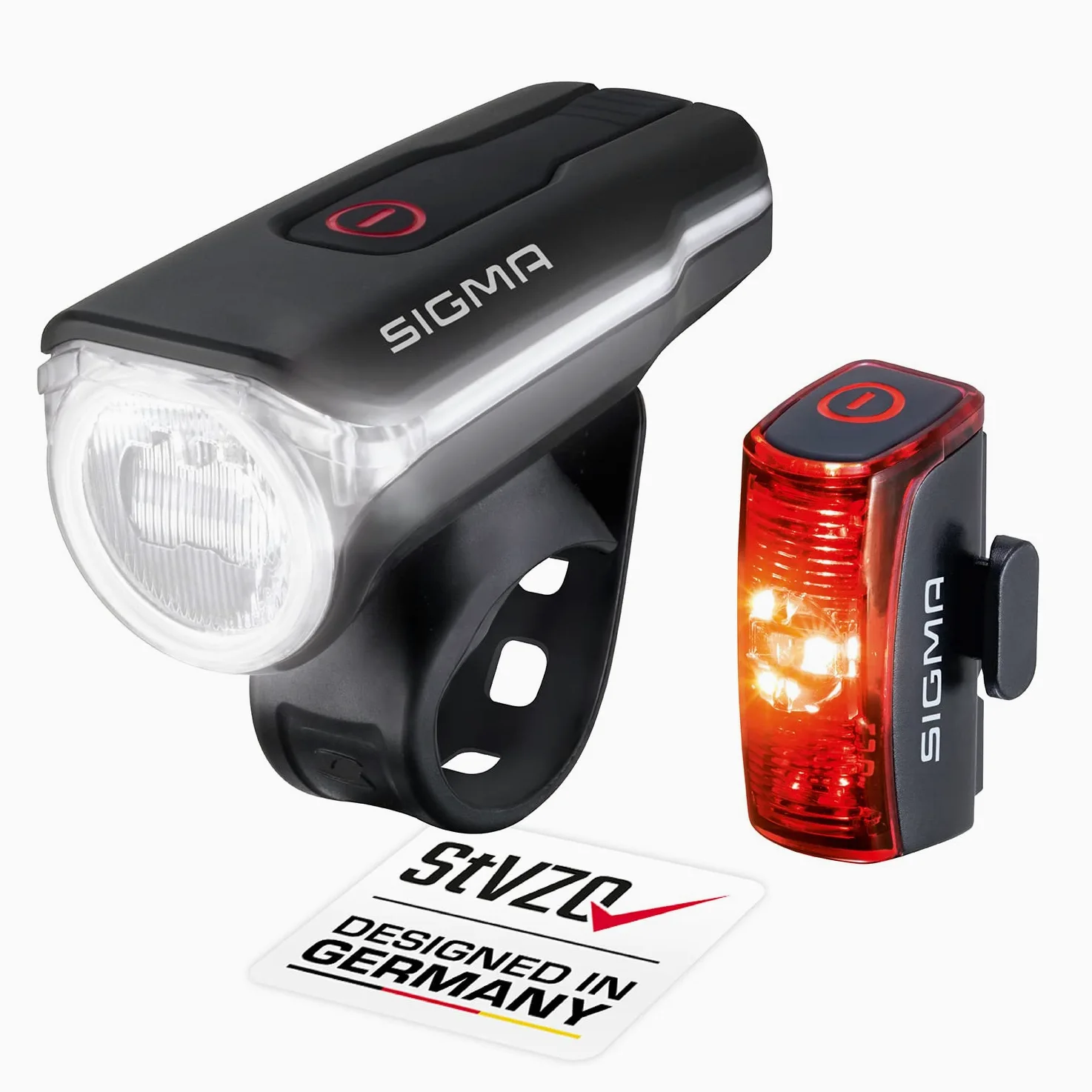 SIGMA Juego de luces LED para bicicleta AURA 60 y INFINITY | Luz delantera y trasera recargable | Juego de luces para bicicleta a prueba de salpicaduras de agua