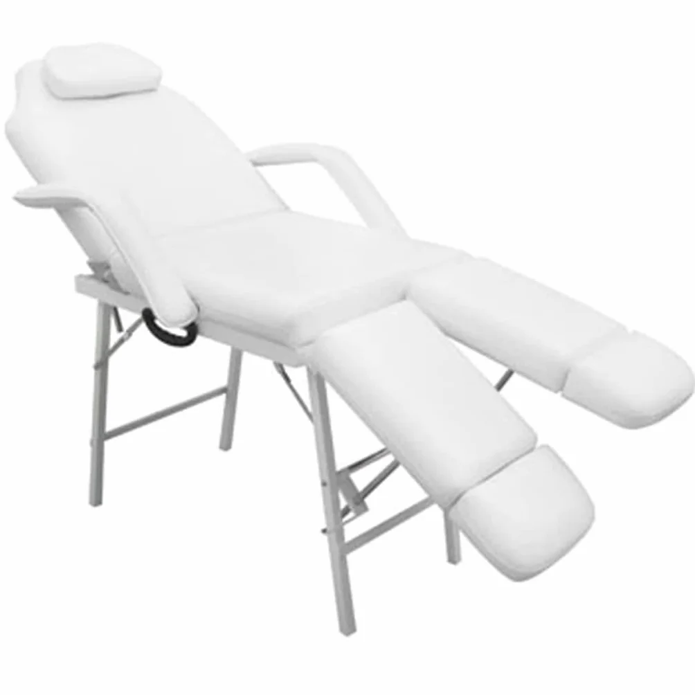 vidaXL Camilla Ajustable de Masaje y Salon de Belleza Cuero Sintético Blanco