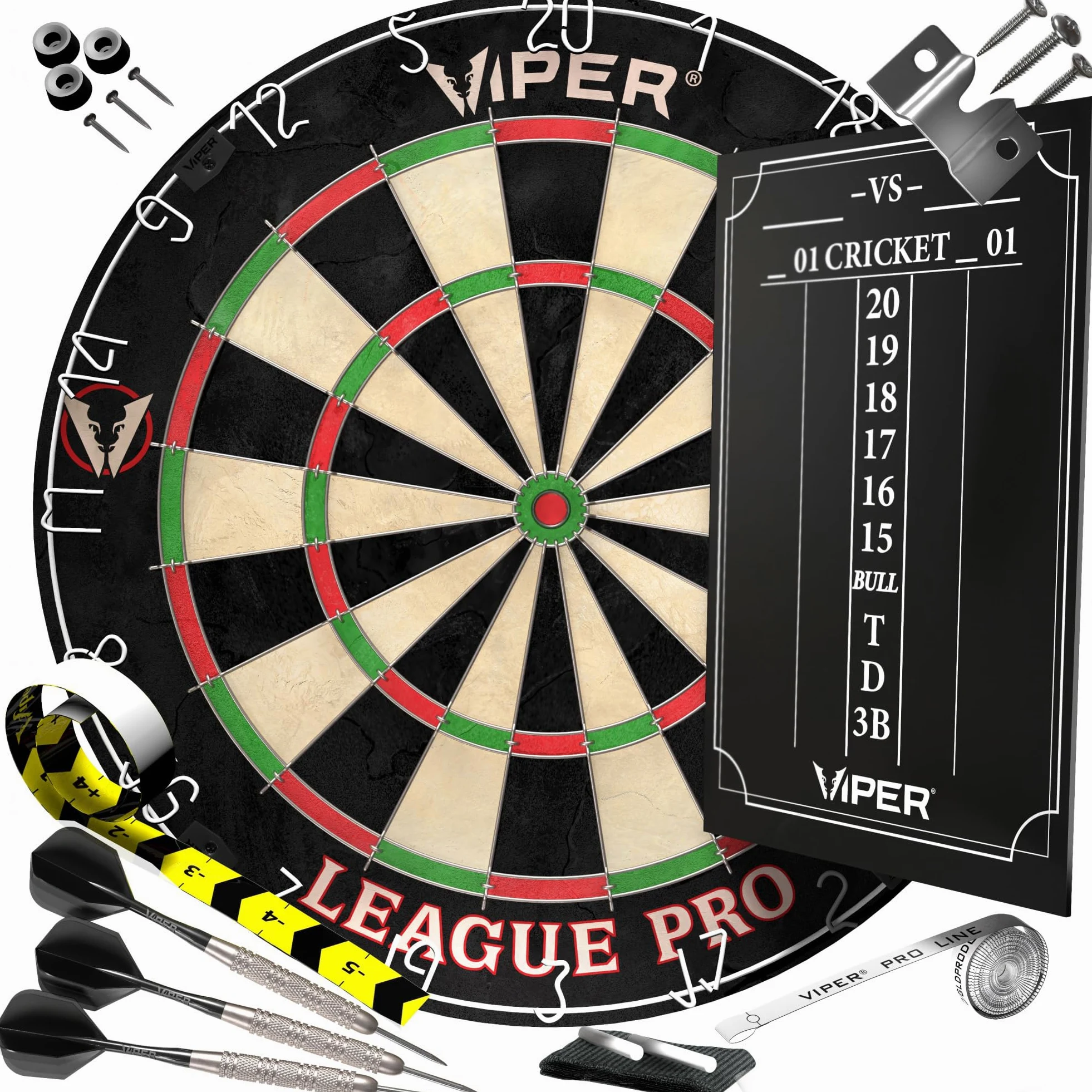 Viper League Pro Regulation Juego de Diana Punta de Acero sin Grapas Alambre Radial Sisal