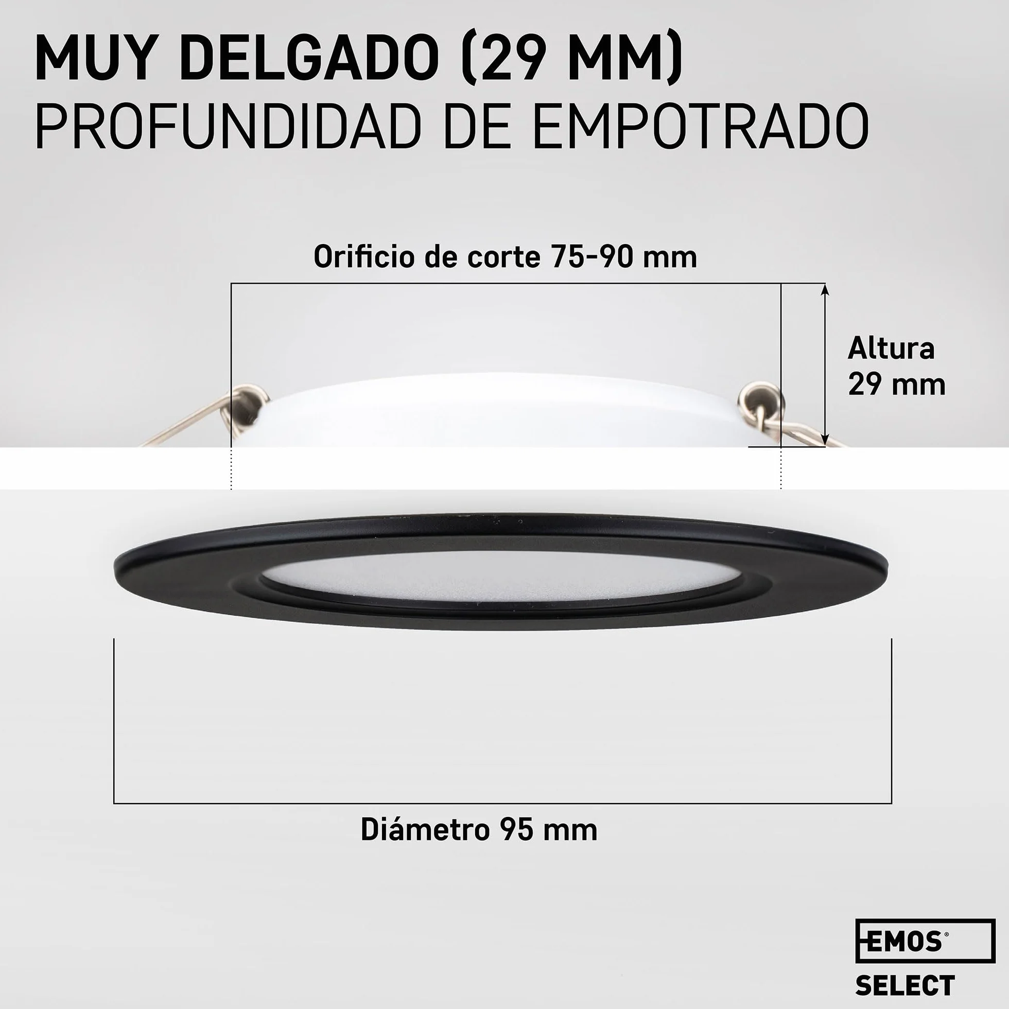 EMOS Foco LED empotrable 230V 5W 500lm 3000K IP54 Blanco Cálido Juego 3 Downlight Baño 95mm
