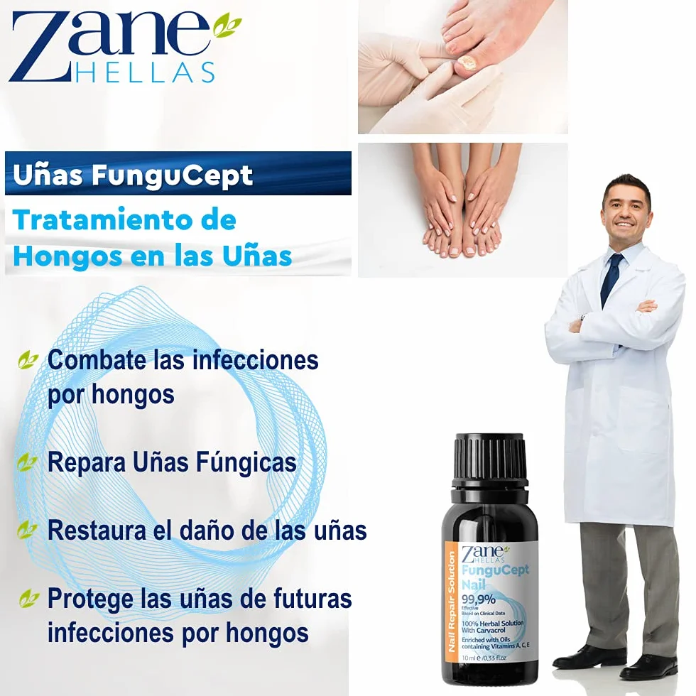 Zane Hellas FunguCept Nail Solución Antimicótica para Uñas 0.33 oz 10 ml