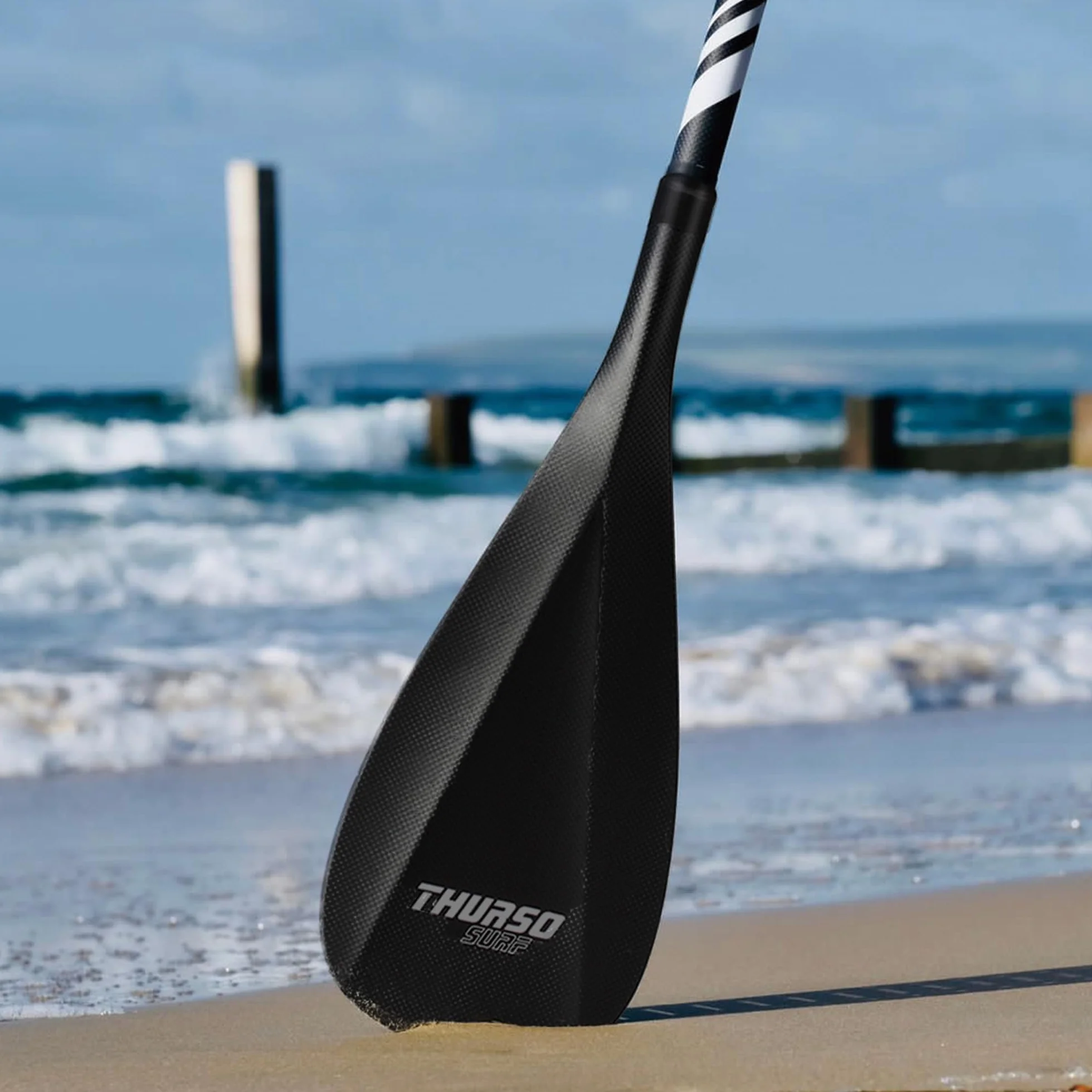 THURSO SURF Carbon Elite SUP Paddle - Tabla de remo de fibra de carbono completa, 3 piezas, ajustable, 71-87 pulgadas, extremadamente ligera, flotante, rendimiento profesional