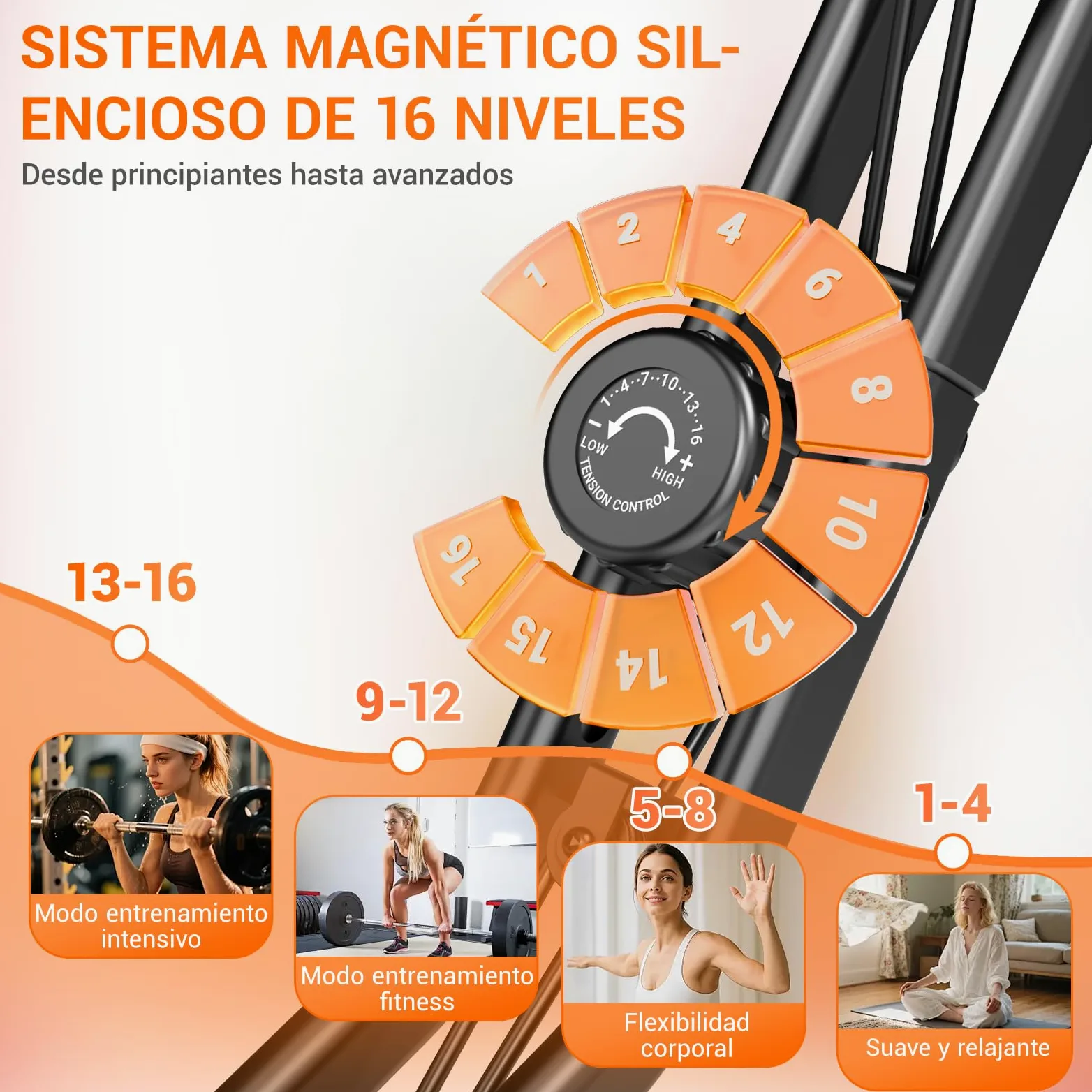 UMAY Bicicleta estática plegable, 5 en 1 Bicicleta spinning profesional con Resistencia Magnética de 16 Niveles, Bicicleta estatica plegable para el hogar Bici de Sala con Asiento Cómodo, Máx 136 kg | con Resistencia Magnética de 16 Niveles, Bicicleta est