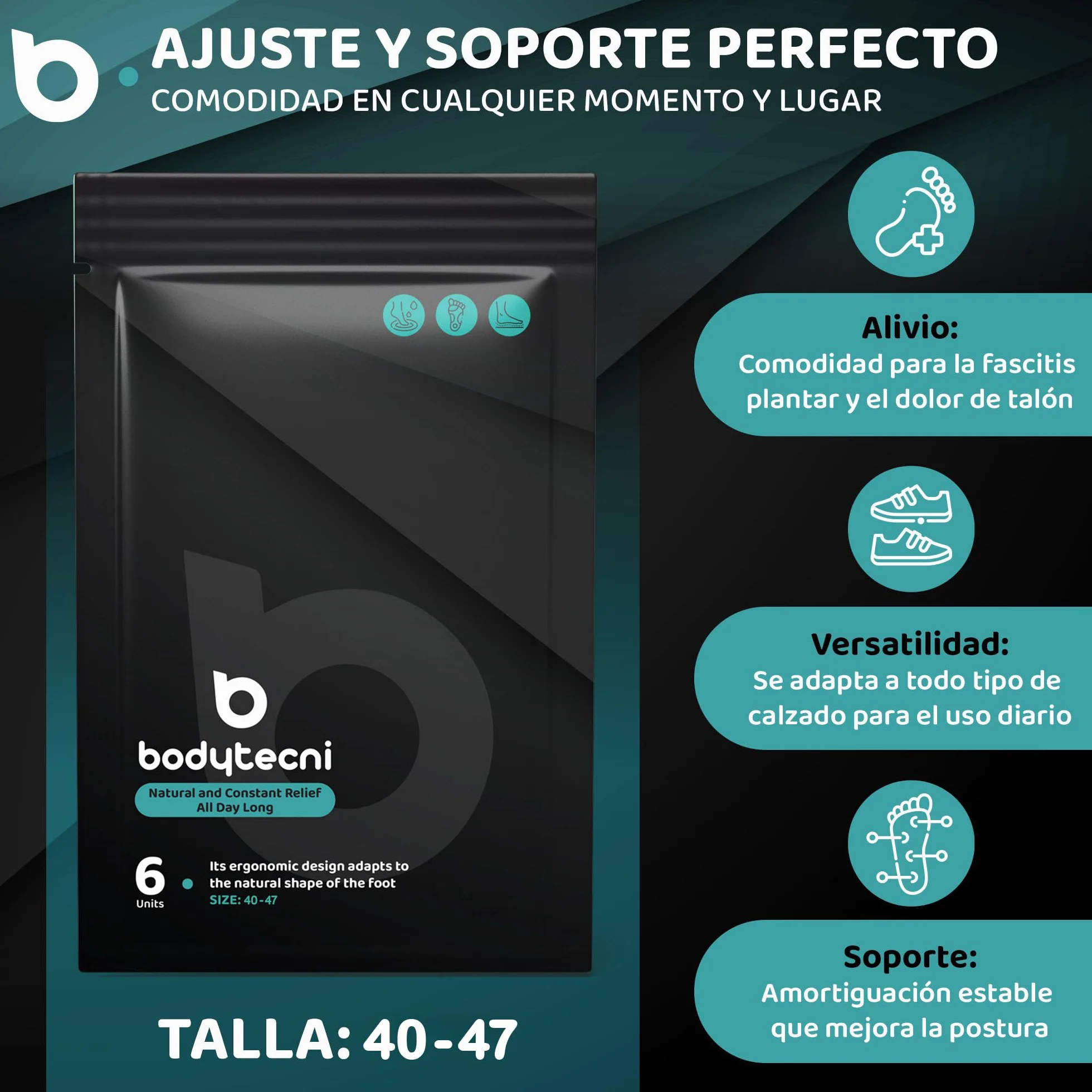 Taloneras de Silicona MEGAPACK 3 pares (6 Uds) para Fascitis Plantar y Espolón Calcáneo - Plantillas de Talón Gel Talla 40-47