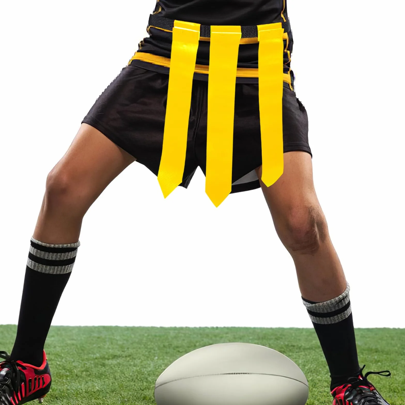 GALPADA 2 Cinturones de Flag Football Ajustables para Adultos y Jóvenes Set con Banderines Amarillos y Rojos de Nailon y PVC Kit Deportivo Portátil con Bolsa de Almacenamiento para