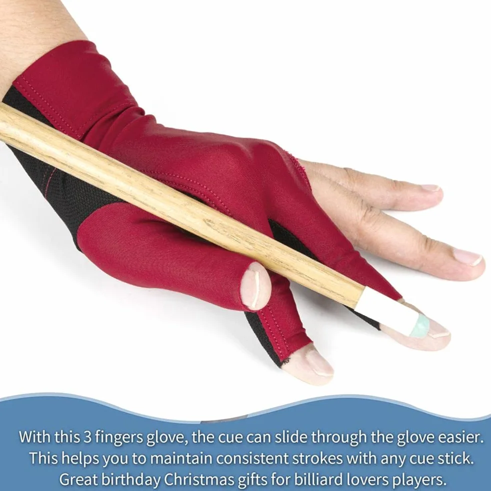 Guantes de billar, guantes de billar para la mano izquierda Guantes de billar para billar con 3 dedos, guantes de billar para billar izquierdos, antideslizantes y resistentes al desgaste,profesionales