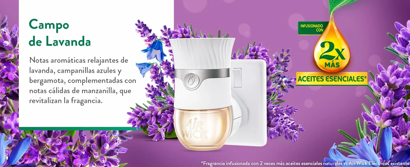 Air Wick Pack de 3 Recambios Ambientador Eléctrico Lavanda con Aceites Esenciales