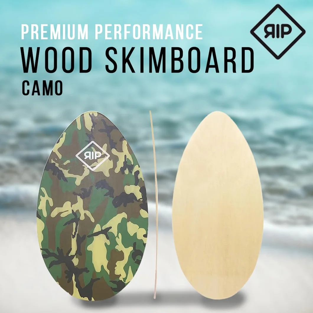 RIP Skimboard Camo Madera 37'' inch, 7 Ply Wood 94 CM - Premium Skimboard de Madera para Surf Tabla principiante a intermedio, ligera, para todos los niveles de habilidad, niños y adultos