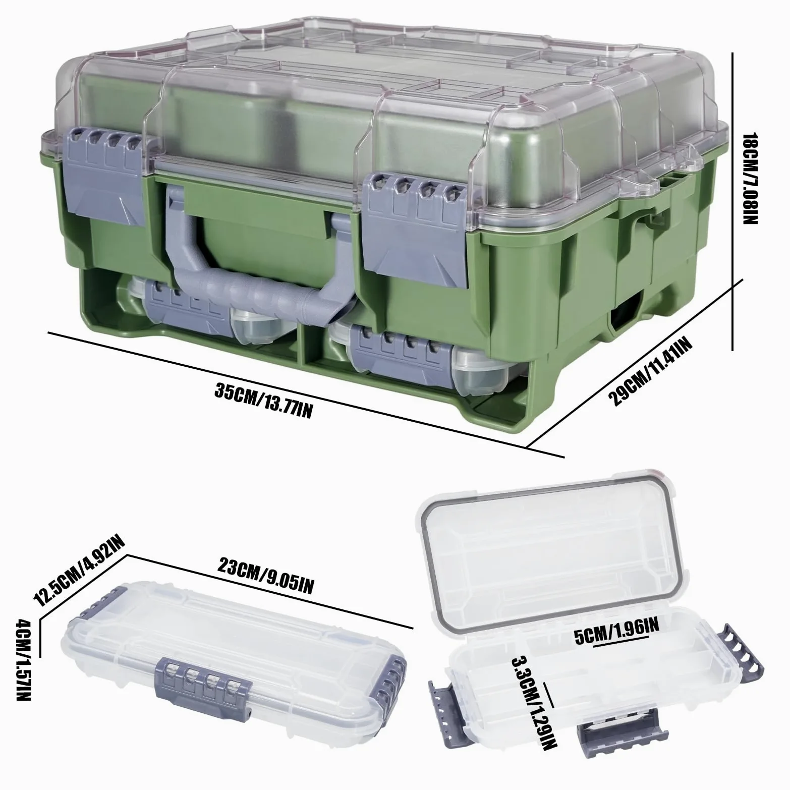 SeaKnight Caja de aparejos de pesca impermeable de 3 niveles, cierre seguro, ABS duradero y compartimentos ajustables, organizador de almacenamiento para carpas, lubina, equipo de pesca de agua dulce