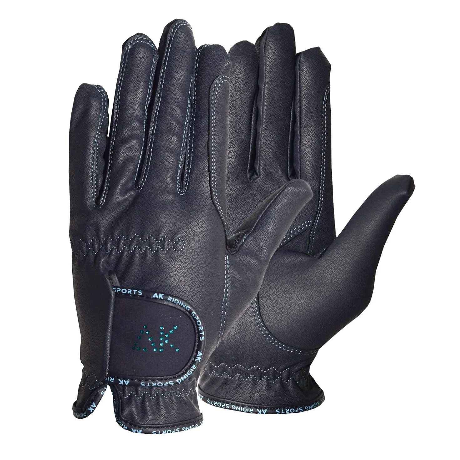 AK AKRS-6710 - Guantes de equitación para mujer, hombre y niño, con piedras