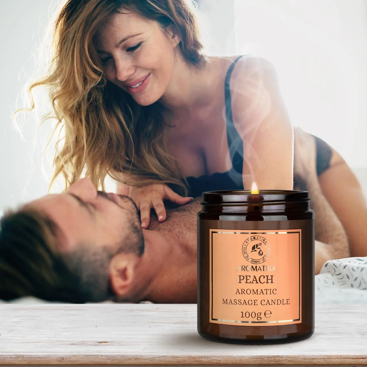 Vela de Masaje Durazno 100 g - Cera de Soja - Aceites de Coco y Almendras - Aromaterapia - Calmante