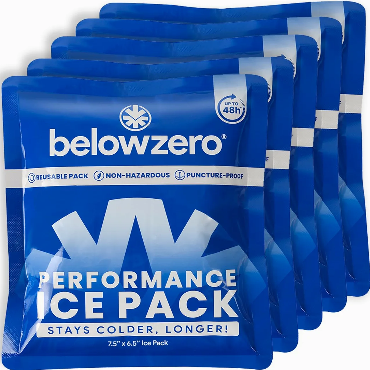 Below Zero Paquetes de hielo, precargados, pequeños, de 7.5 x 6.5 x 0.5 pulgadas (paquete de 5) – Paquetes reutilizables para congelador para almacenamiento de alimentos y enfriadores – a prueba de