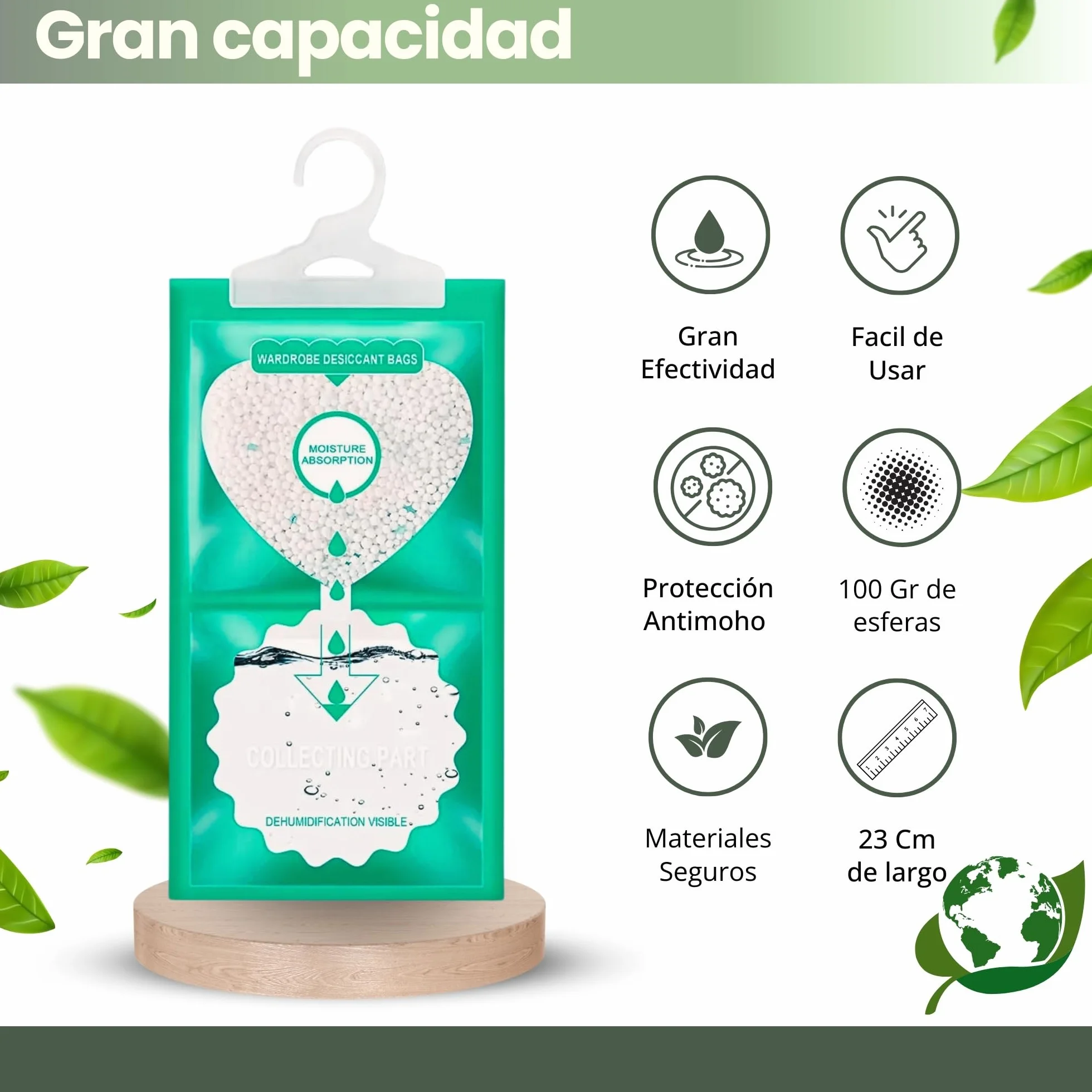 KAI KOA Pack 5 Bolsas Antihumedad con Percha Deshumidificador para Armarios Ropa