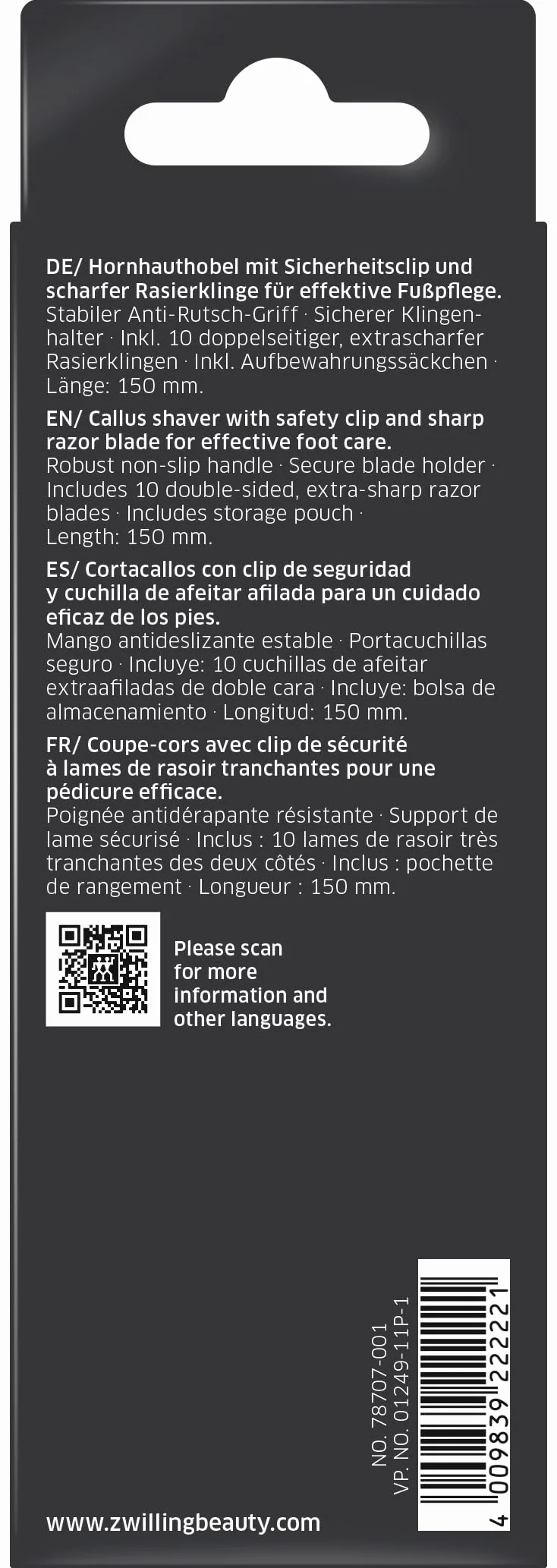 Zwilling CLASSIC Cortacallos 10 hojas de recambio cierre de seguridad