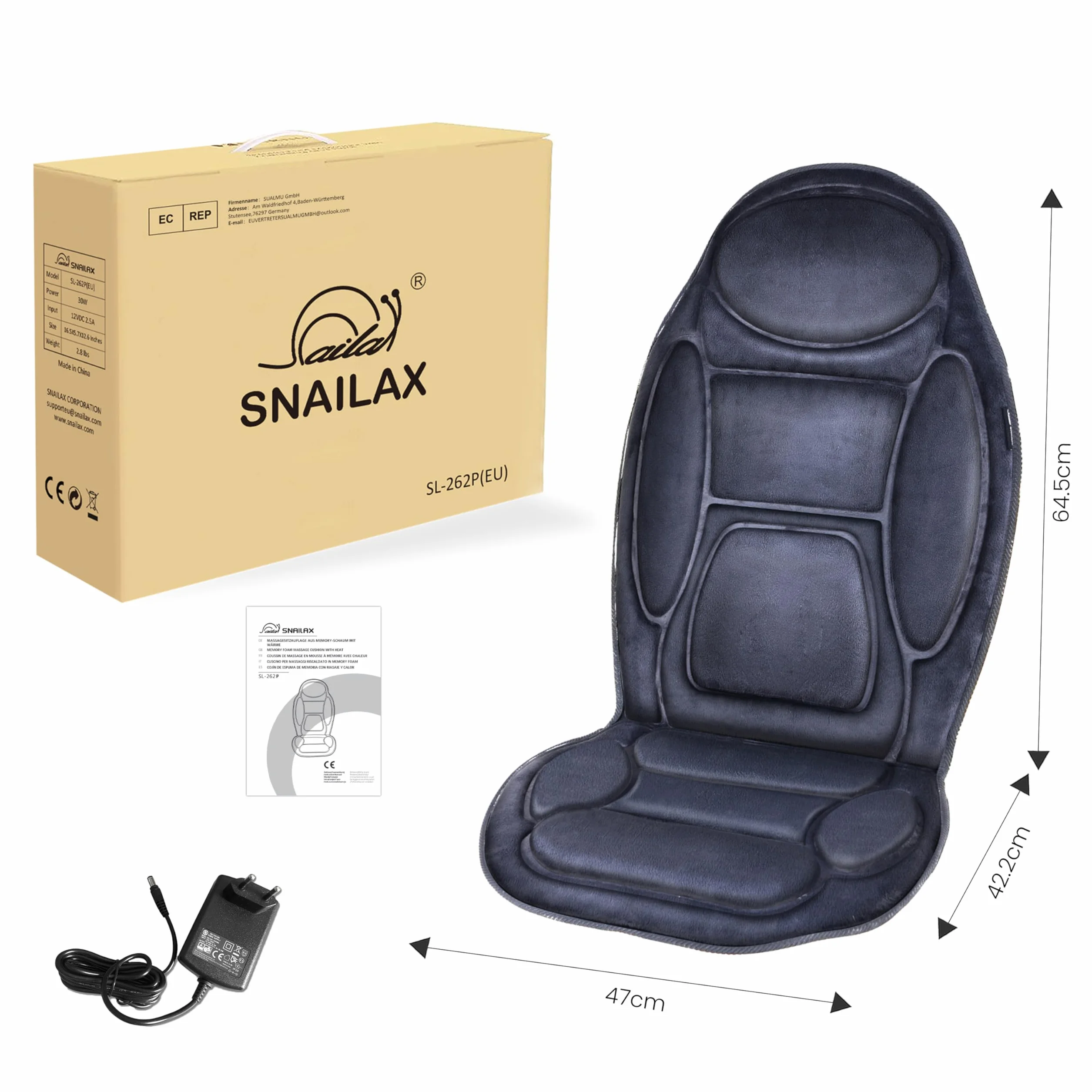 Snailax Cojín de Masaje con Vibración para Espalda, Asiento de Masaje para Casa y Oficina