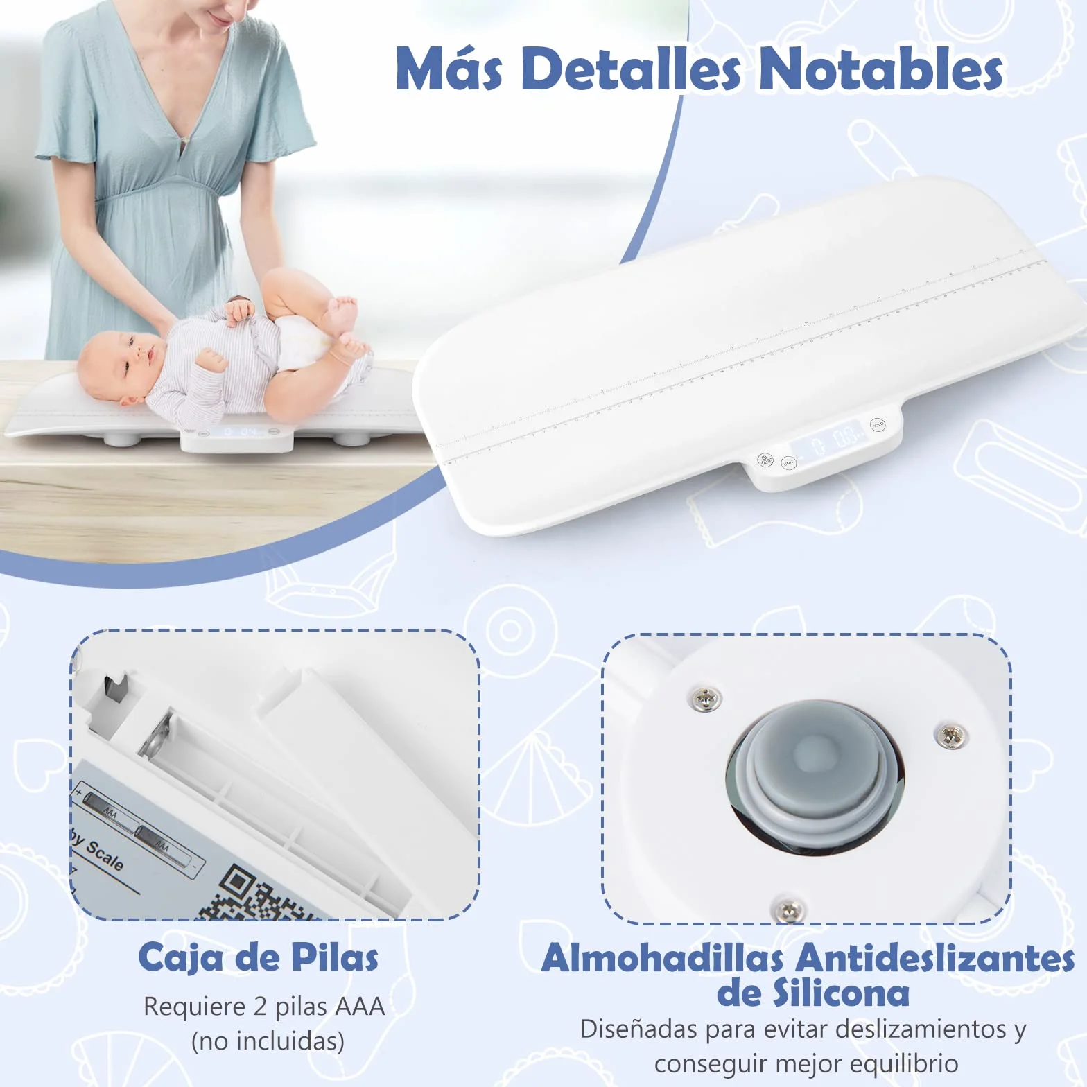 COSTWAY Báscula Bebé Digital Multifuncional con 4 Modos de Medición, Pantalla LCD para Bebés y Mascotas