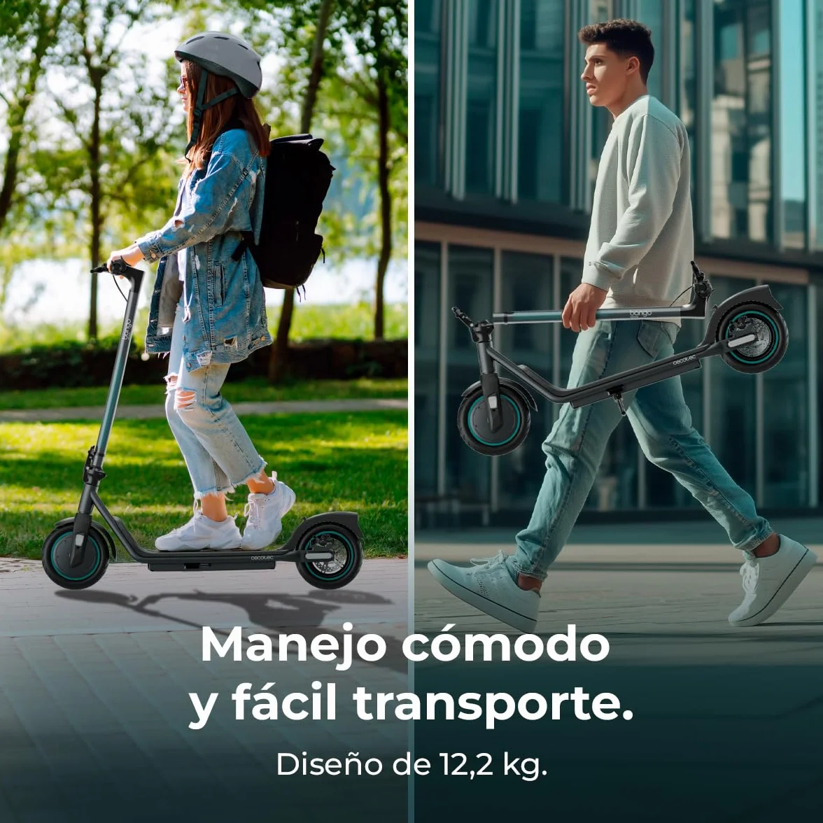 Cecotec Patinete Eléctrico Homologado con App y Acople para Teléfono Bongo D20E Connected, Potencia MAX 500 W, hasta 20km Autonomía, Disco Freno Trasero y E-ABS, Ligero 12,2Kg, Batería 5200mAh, 36V