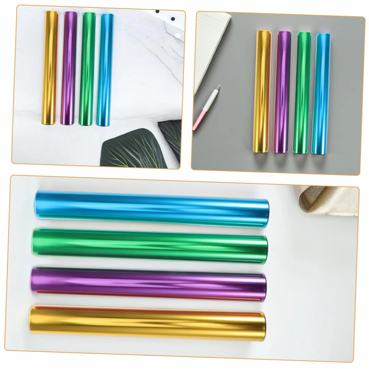 Bastones de Aleación de Aluminio Ligeros y Resistentes para Competición Escolar y Entrenamiento, Pack de 4 Piezas para Carreras de Pista