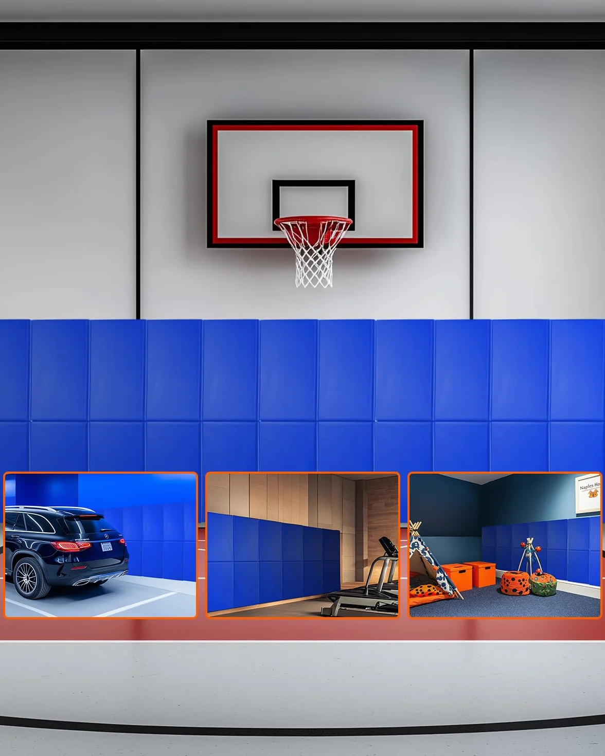 VEVOR Acolchado de Pared para Gimnasio, Resistente al Desgarro, Alta Densidad, para Pared de Cancha de Baloncesto, Duradera e Impermeable para Gimnasio, Garaje, Sótano, 1800 x 600 x 50 mm, Azul