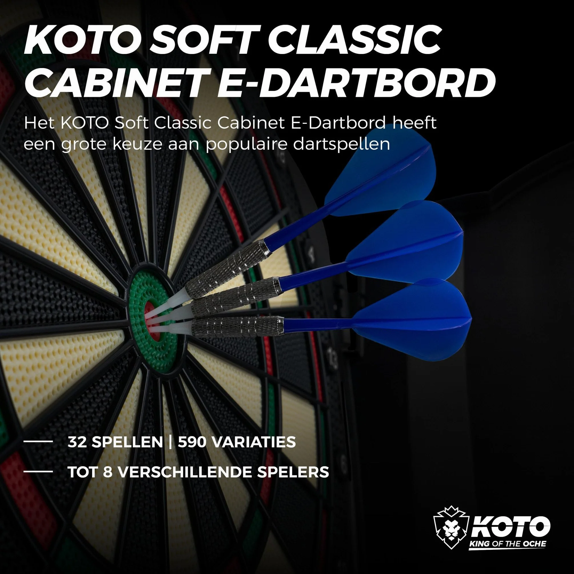 KOTO – Diana Electrónica Classique Soft (39x1,5x43,3 cm), 6 Dardos Soft, 32 Juegos, 590 Variantes, para Niños y Adultos