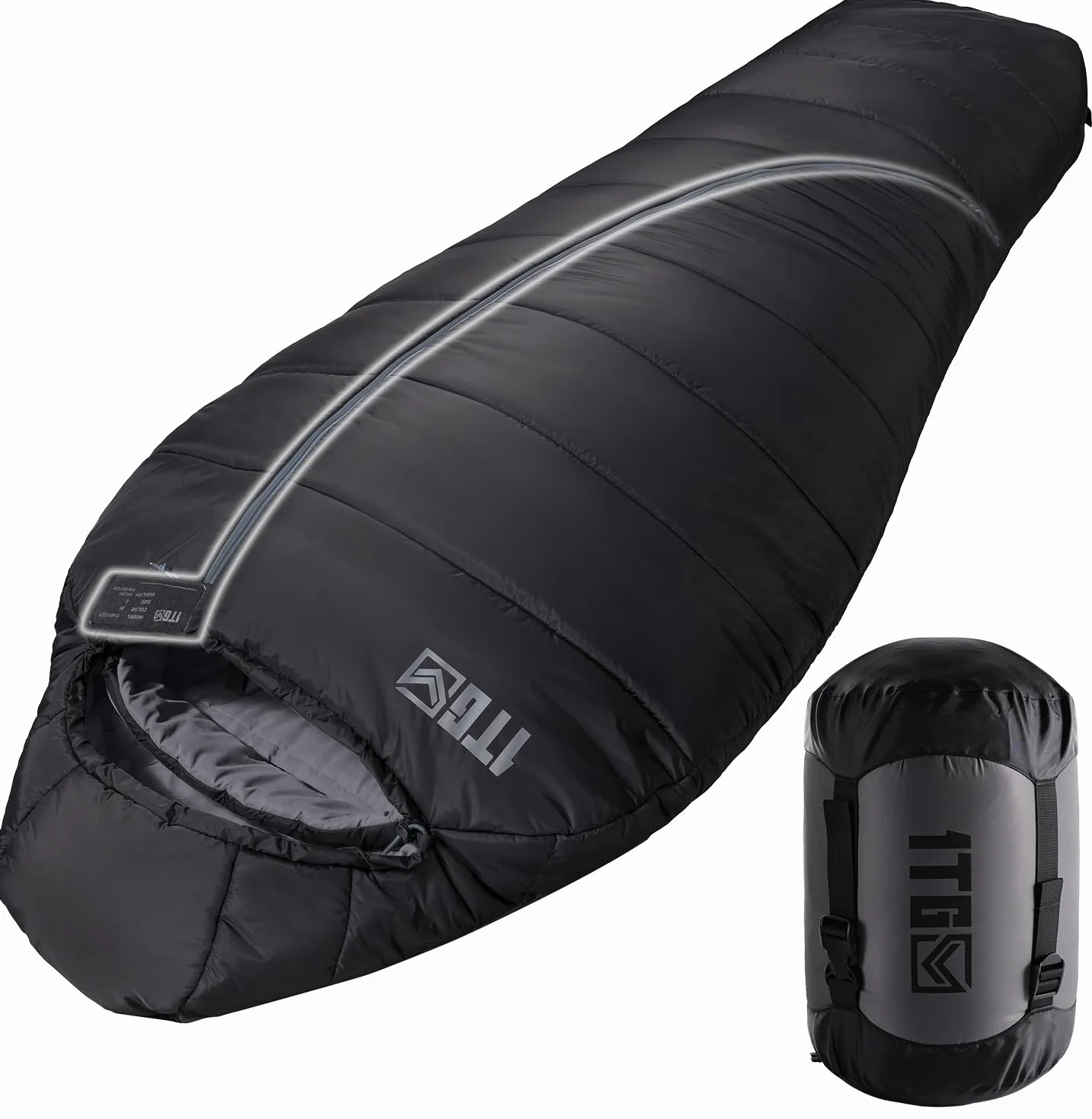 Mummy Sleeping Bag, Ultralight 4‑Season Sleeping Bag for for Adults, Military, Lightweight & Windproof, Cold Weather with Adjustable Hood, Phone Pocket for Camping, Hiking, Traveling