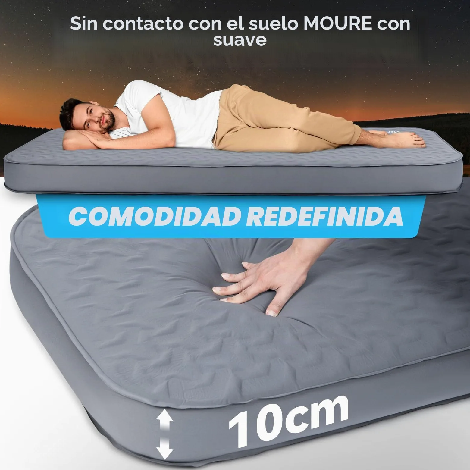 HIKENTURE Colchoneta autoinflable con bomba eléctrica, 10 cm de grosor, colchón de espuma para acampar, 9,5 R de valor