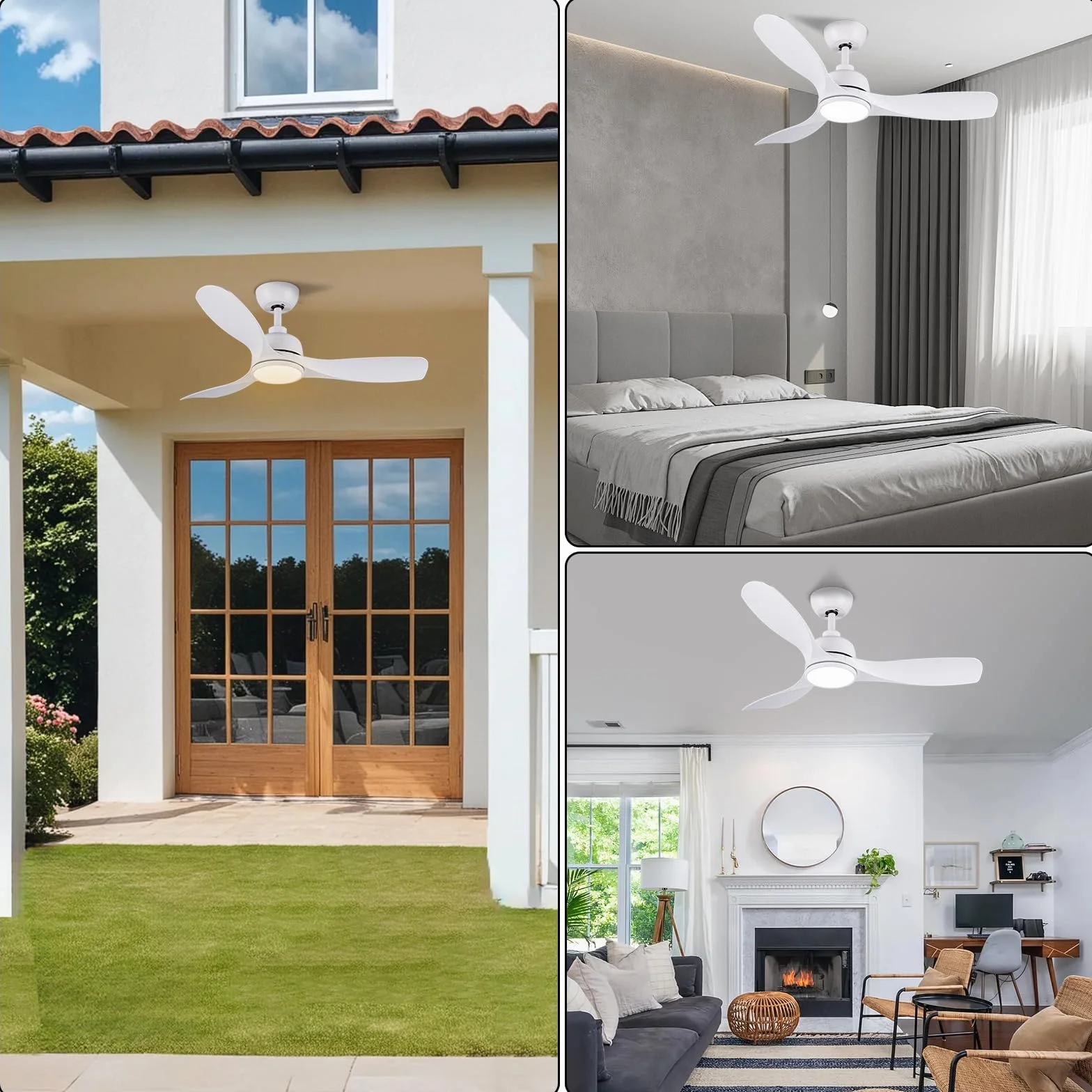 CJOY Ventilador de Techo con Luz 107cm Blanco, Mando Silencioso, 6 Velocidades, Memoria 3 CCT, LED Regulable, DC Reversible
