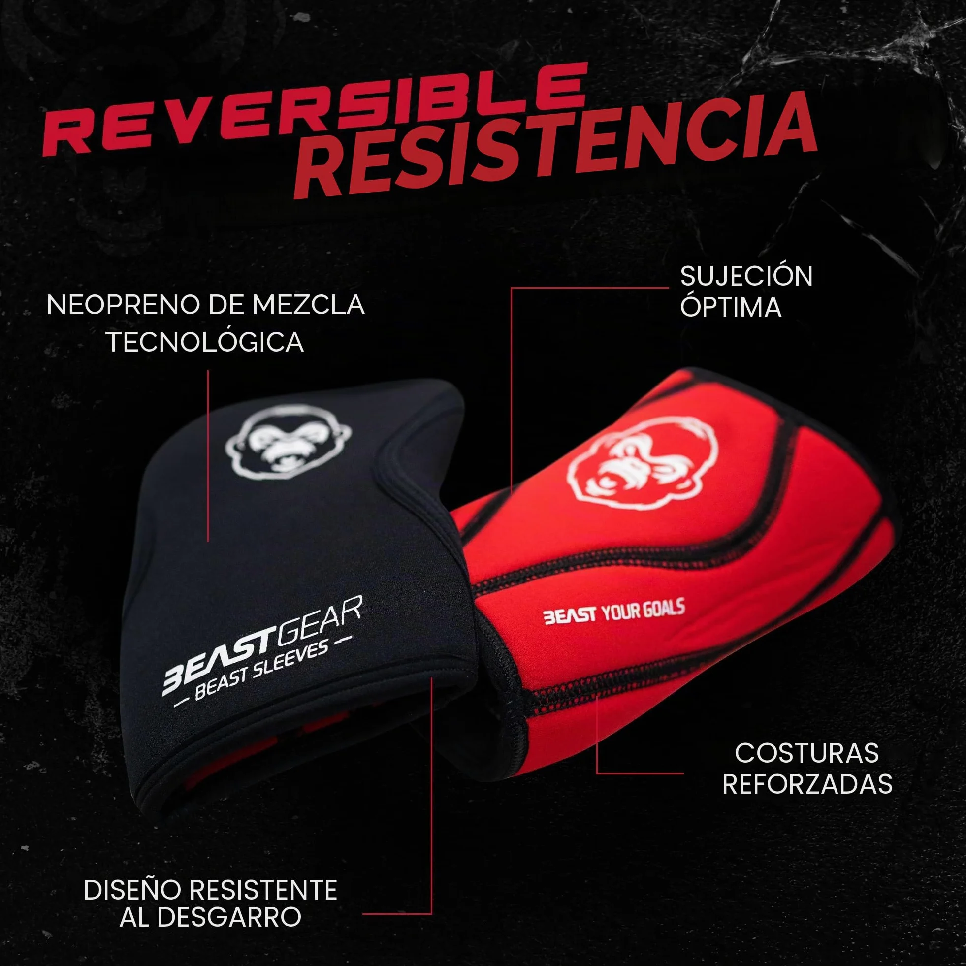 Beast Gear Rodilleras Deportivas - Estabilizador de Rodilla con función Protectora y de compresión - Rodillera Crossfit para Deportes como fútbol, Running y Powerlifting
