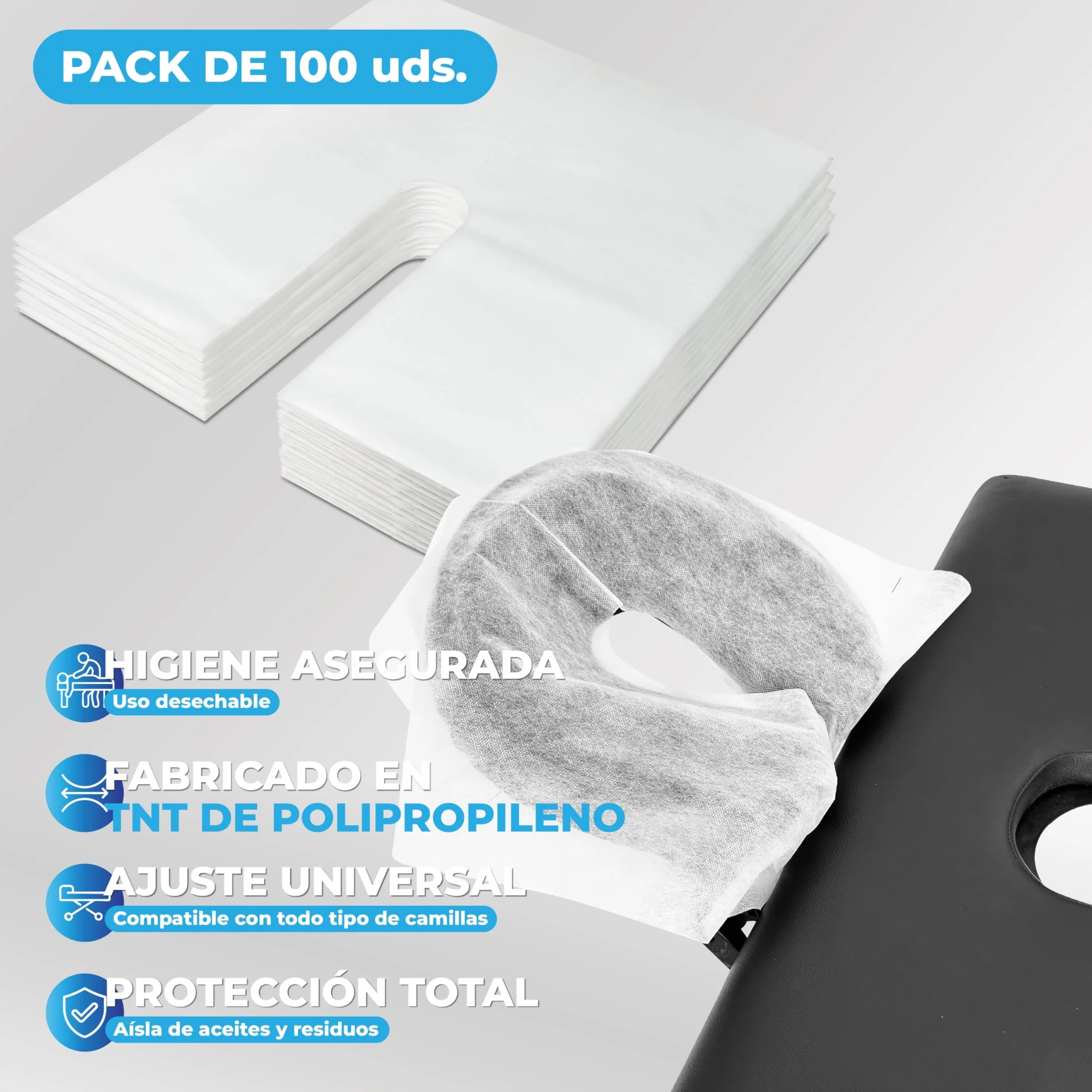 MUNTRADE Protector Desechable para Cabezal de Camilla 48 cm x 48,5 cm Fundas Desechables 100 Unidades