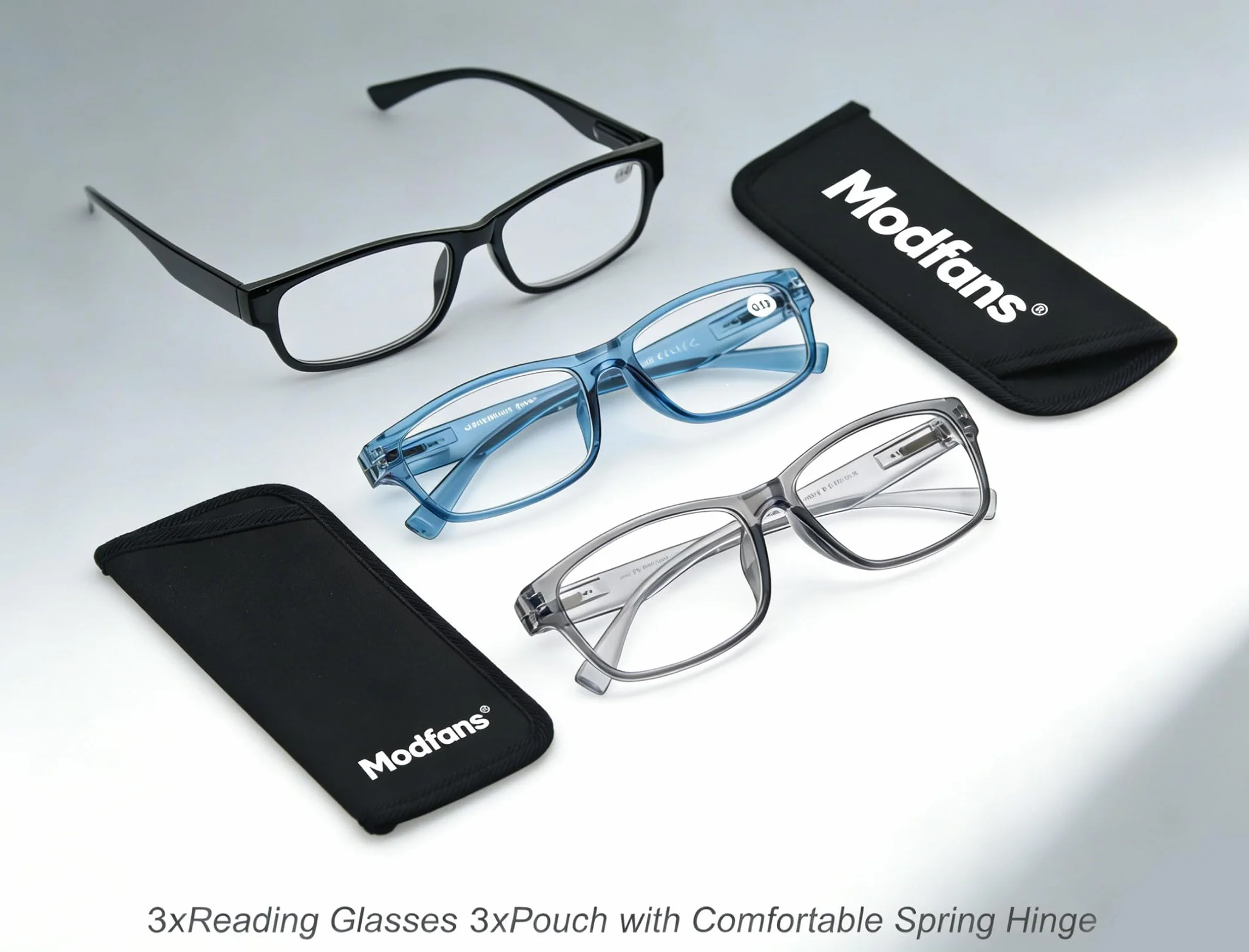 MODFANS Pack de 3 Gafas de Lectura para Presbicia Hombre Mujer Negro Gris Azul