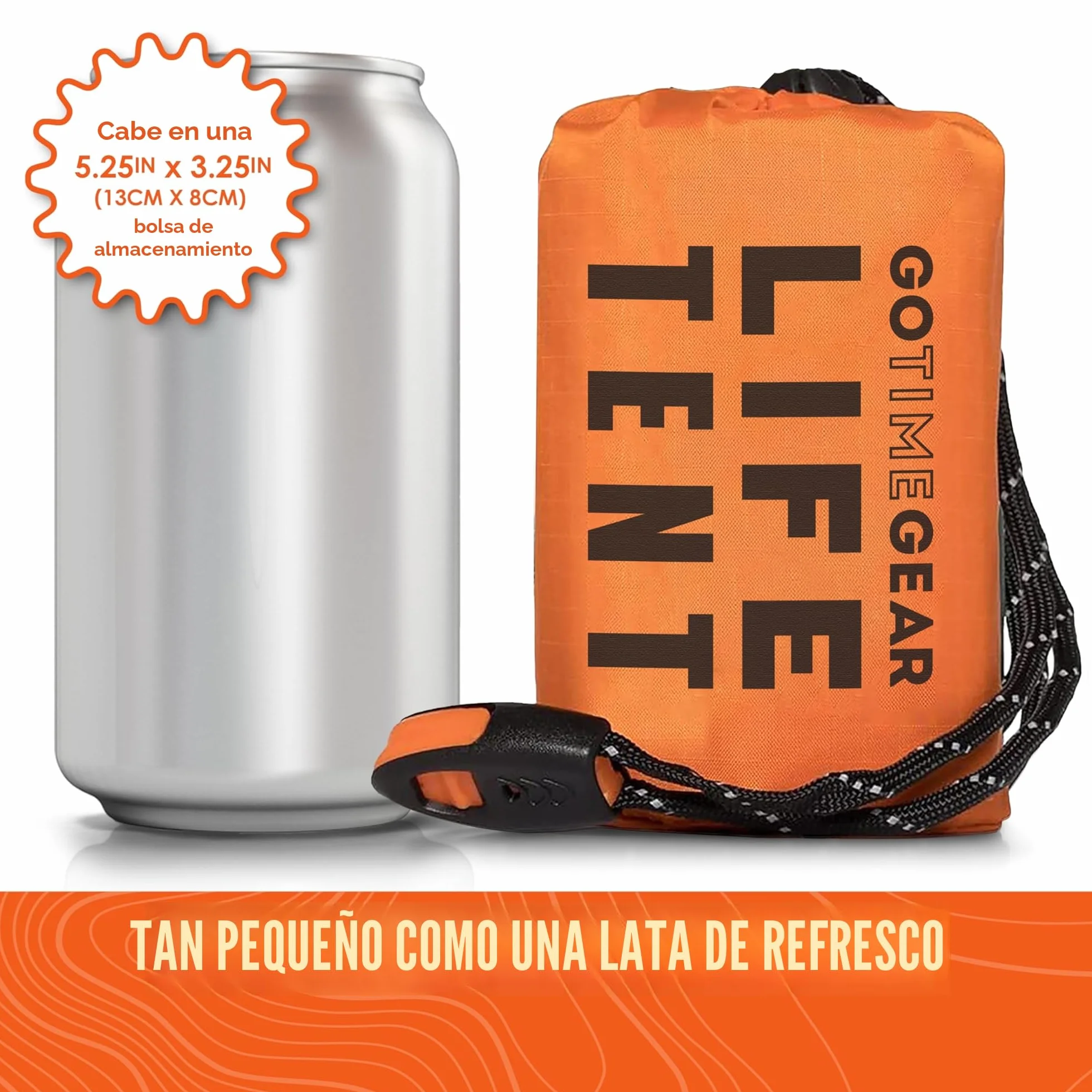 Go Time Gear Life Tent - Tienda de campaña de Supervivencia de Emergencia para 2 Personas, Uso como Tienda de Supervivencia, Refugio de Emergencia, Tienda de Tubo, Lona de Supervivencia, Incluye