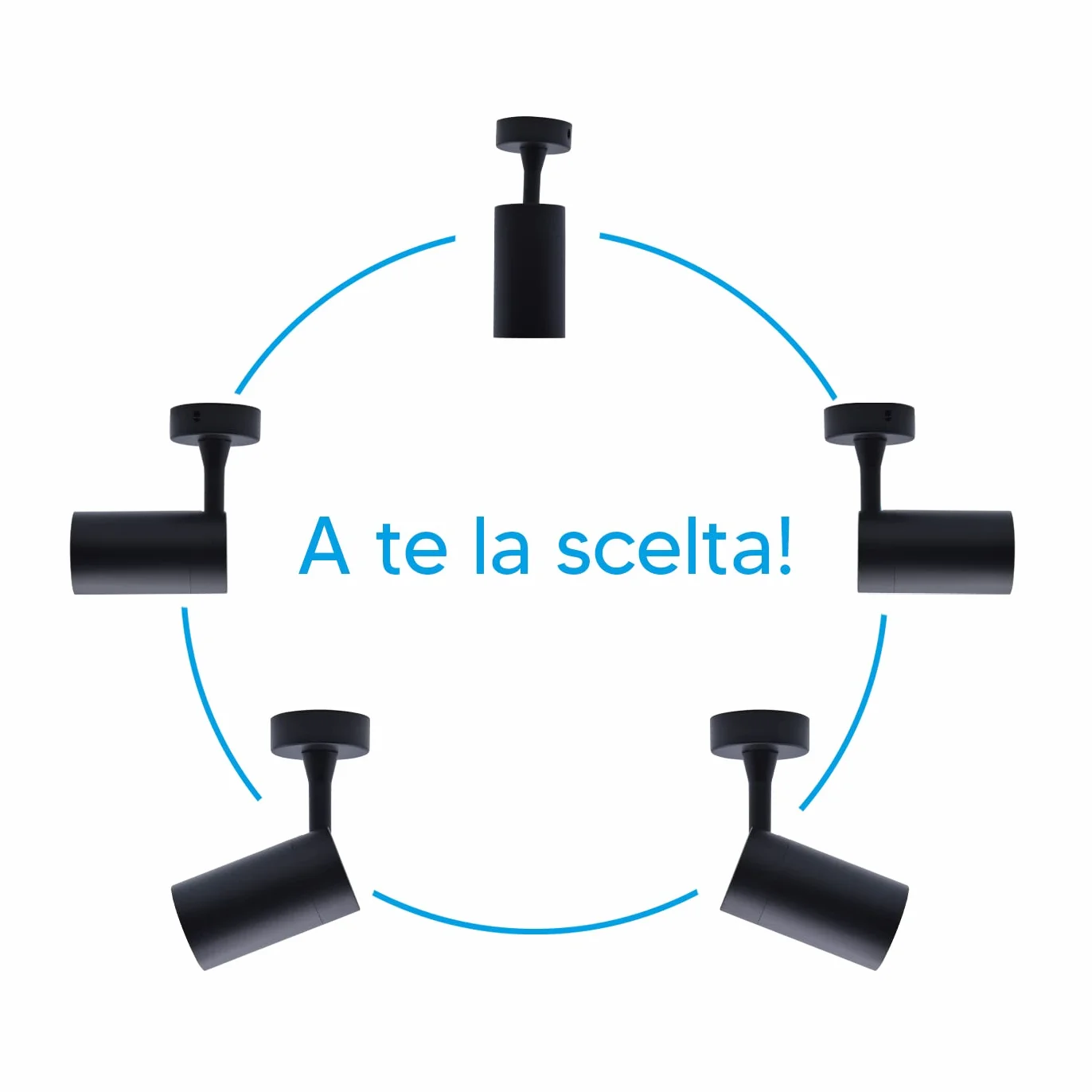 Eurekaled Portafaretto de techo o pared GU10 Foco orientable 360° haz direccionable Bombilla intercambiable IP20 negro