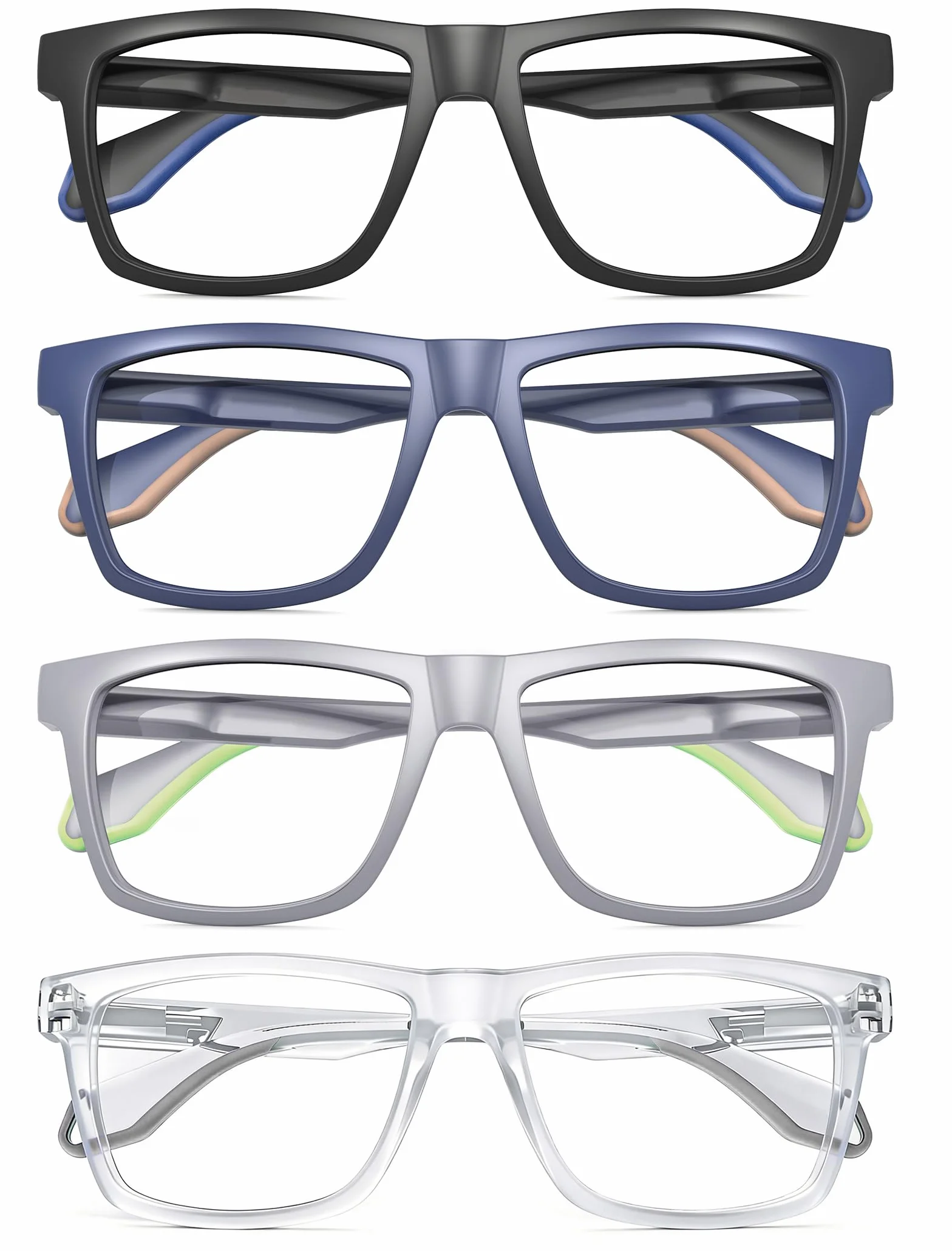 MODFANS Varillas de Goma 4 Gafas de Lectura Anti Luz Azul Lente Clara Colores Mezclados