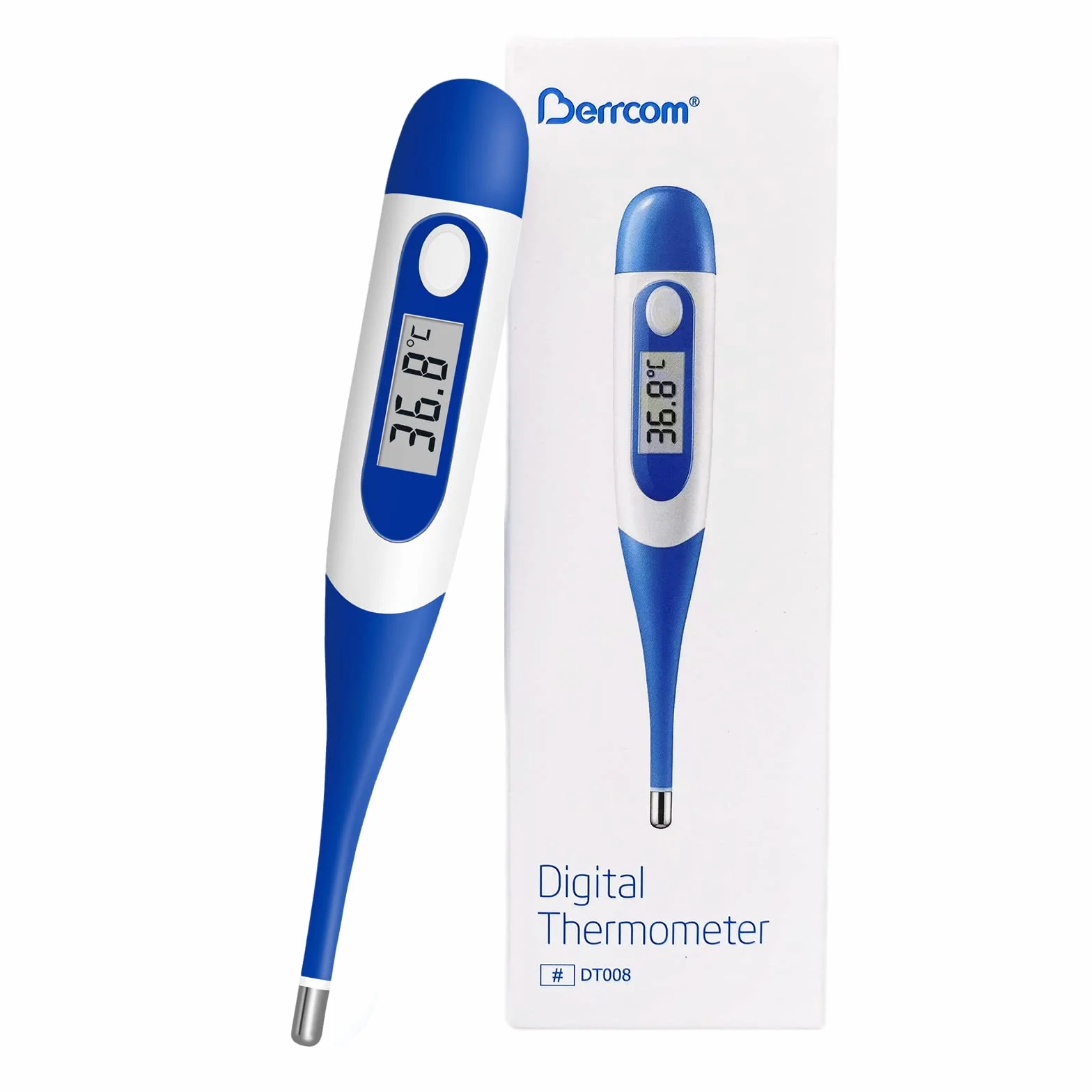 Berrcom Termómetro Digital Flexible Bucal y Antebraquial Impermeable con Alarma de Fiebre